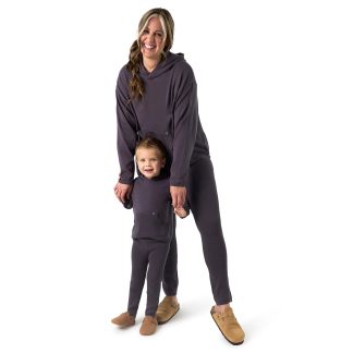 Mommy & Me 2-Piece Dark Grey Hooded Waffle Viscose Top & Legging Bundle