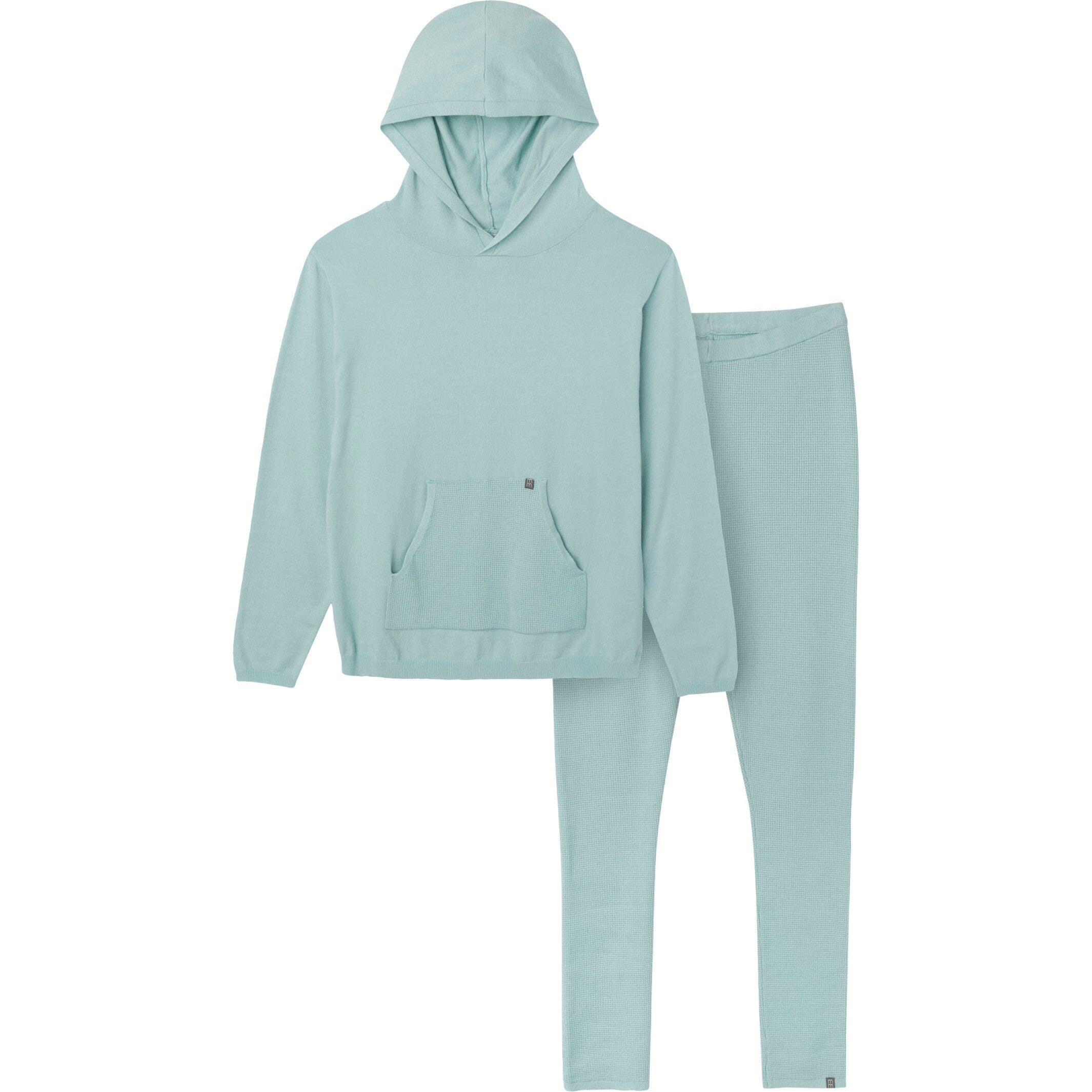 Mommy & Me 2-Piece Medium Sky Hooded Waffle Viscose Top & Legging Bundle - Image 7