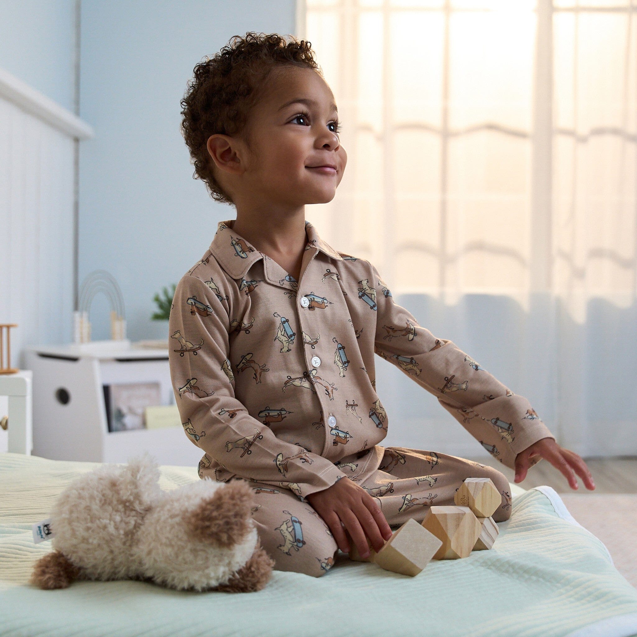 2-Piece Infant & Toddler Boys Dog Button Up Pajama Set - Image 2