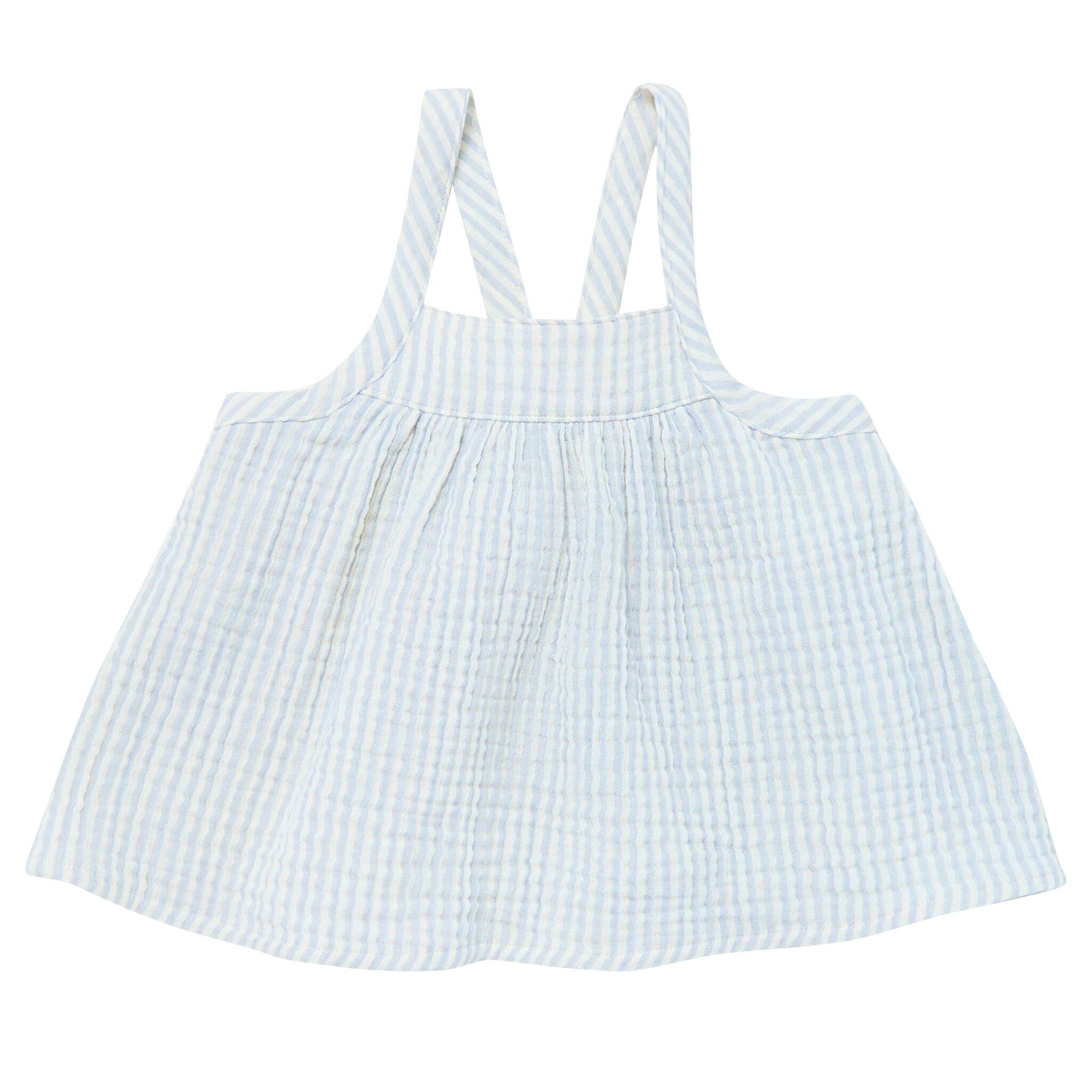 2-Piece Infant & Toddler Girls Light Blue Stripe Cropped Pants Set - Image 5