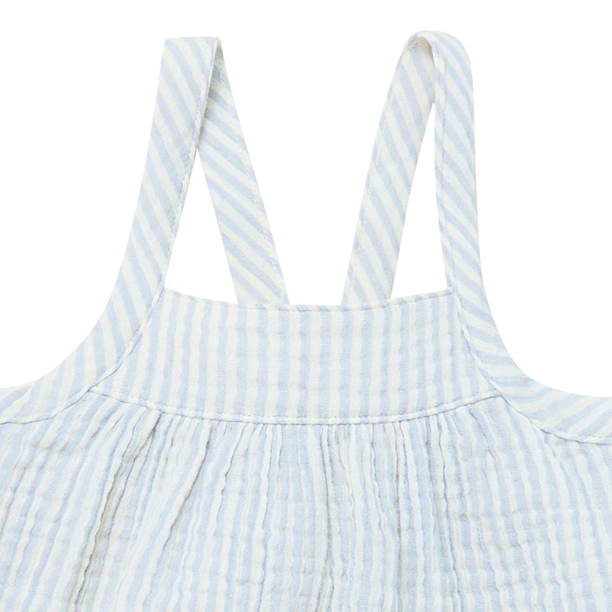 2-Piece Infant & Toddler Girls Light Blue Stripe Cropped Pants Set - Image 6