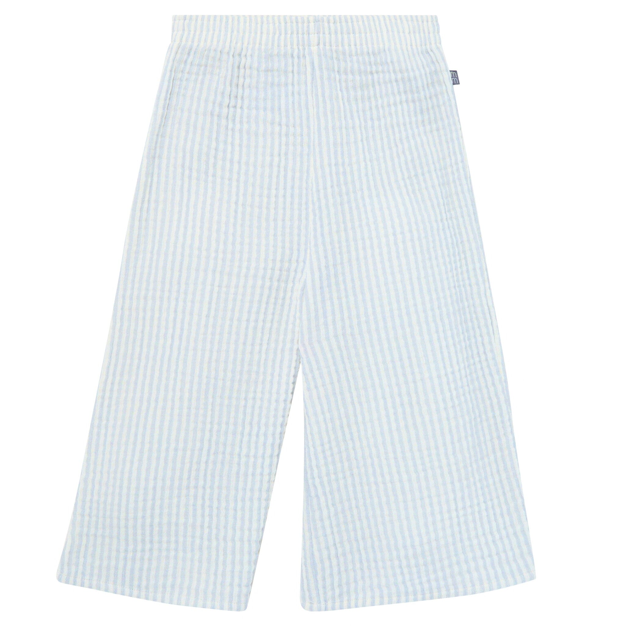 2-Piece Infant & Toddler Girls Light Blue Stripe Cropped Pants Set - Image 7