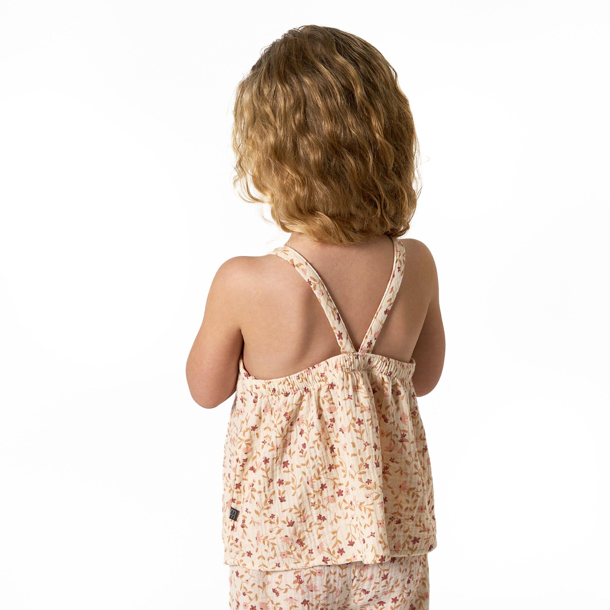 2-Piece Infant & Toddler Girls Beige Vine Floral Cropped Pants Set - Image 3
