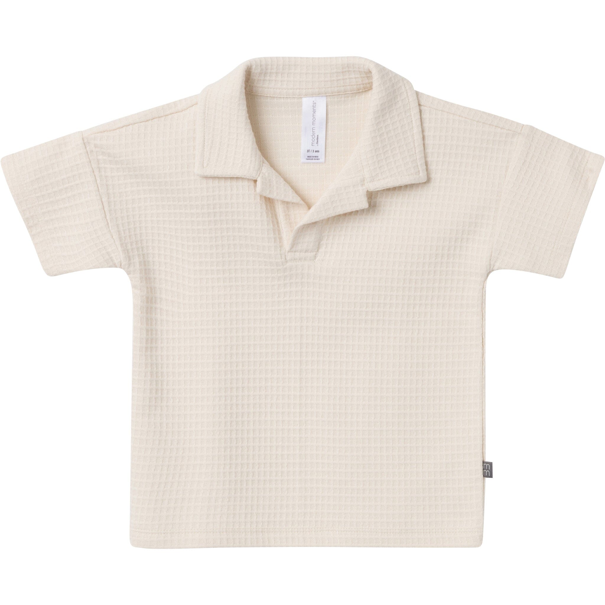 2-Piece Toddler Boys Beige Johnny Collar Shirt and Shorts Set - Image 4