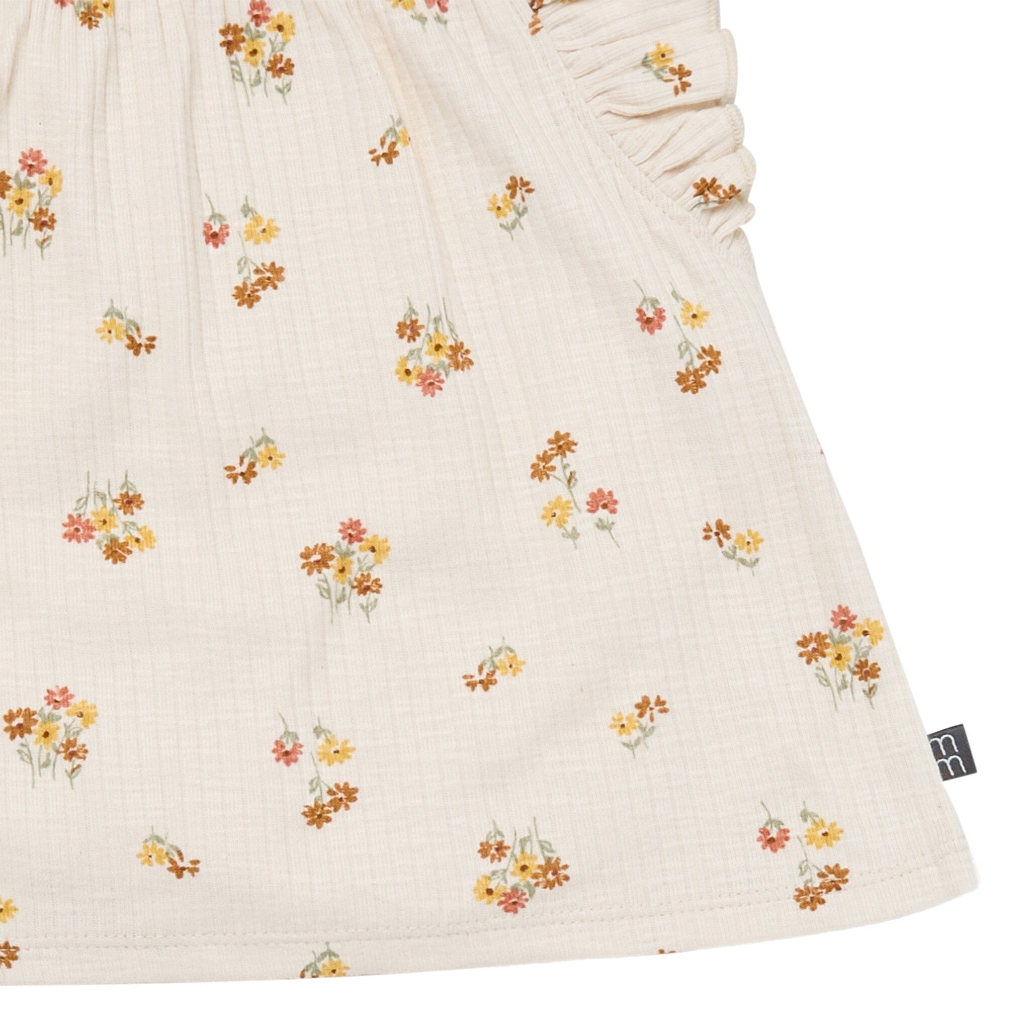 4-Piece Infant & Toddler Girls Beige Flowers Flutter Sleeve Tops and Shorts Set - Image 4