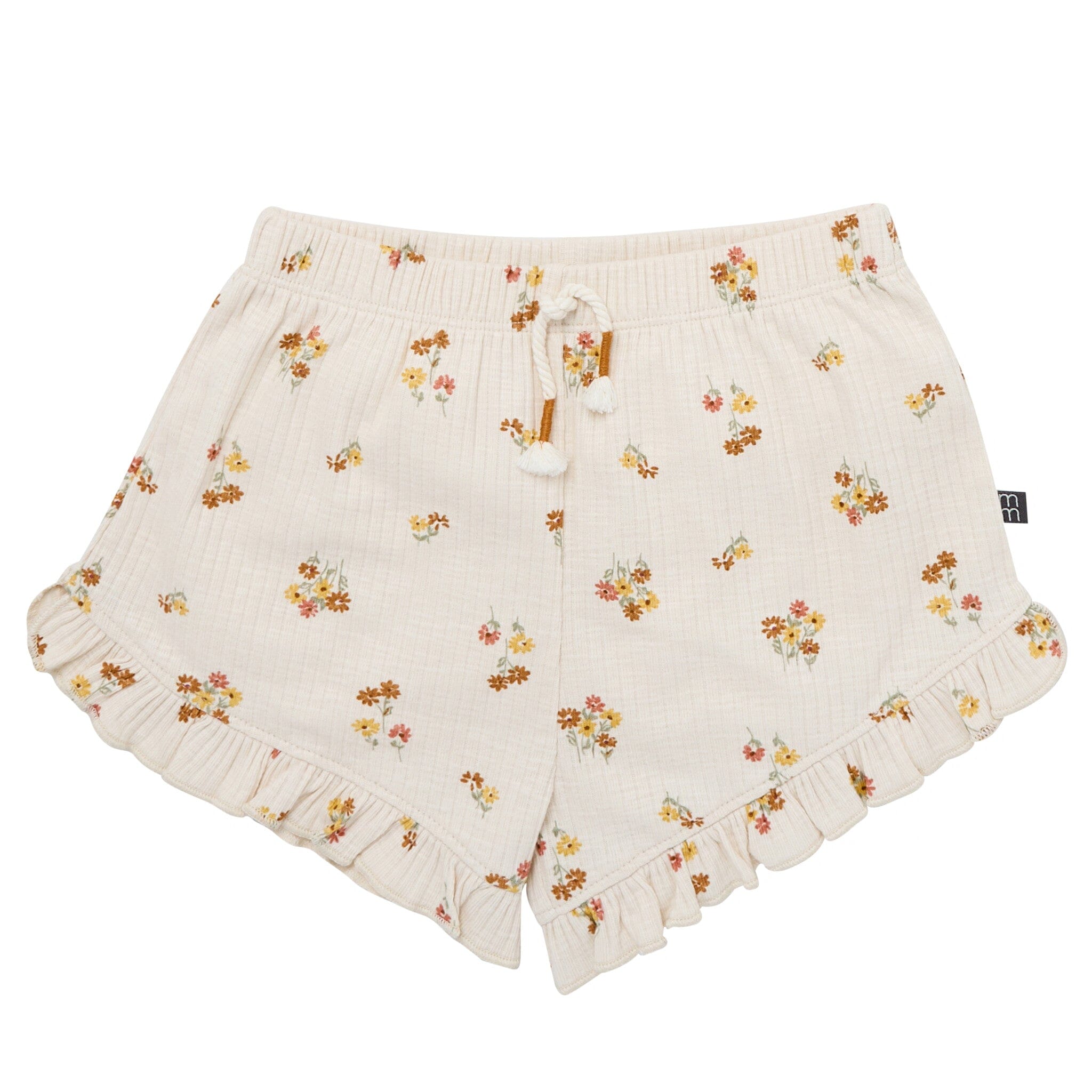 4-Piece Infant & Toddler Girls Beige Flowers Flutter Sleeve Tops and Shorts Set - Image 7