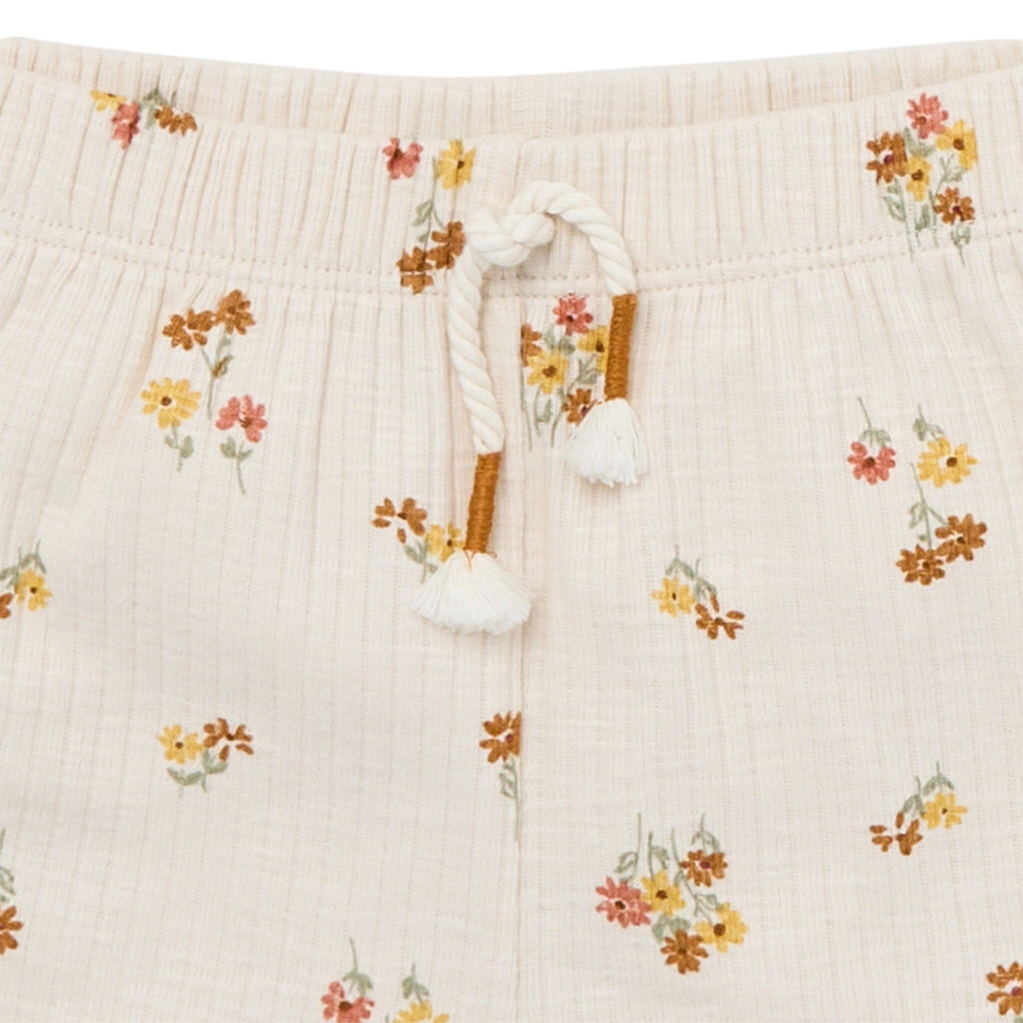 4-Piece Infant & Toddler Girls Beige Flowers Flutter Sleeve Tops and Shorts Set - Image 8