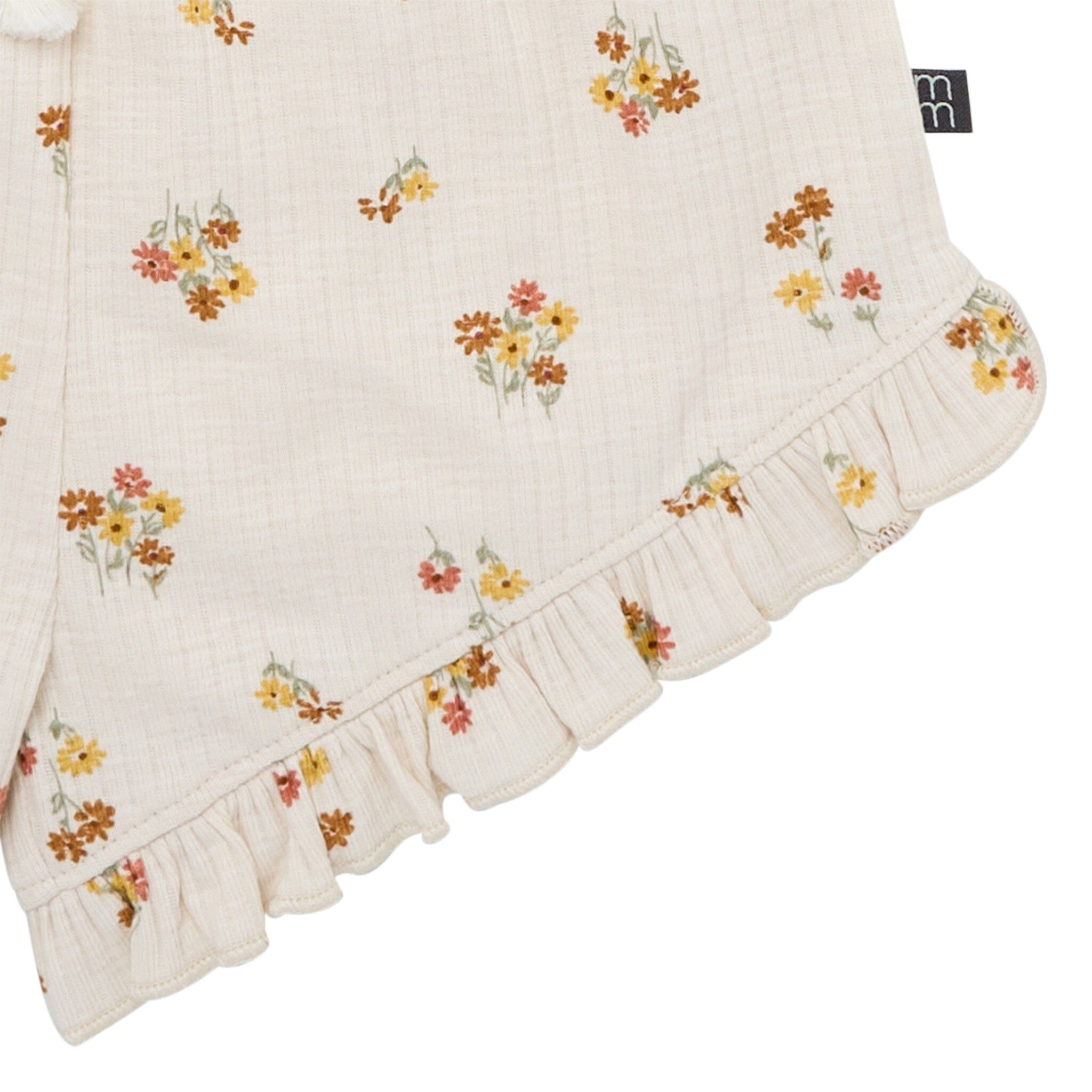 4-Piece Infant & Toddler Girls Beige Flowers Flutter Sleeve Tops and Shorts Set - Image 9