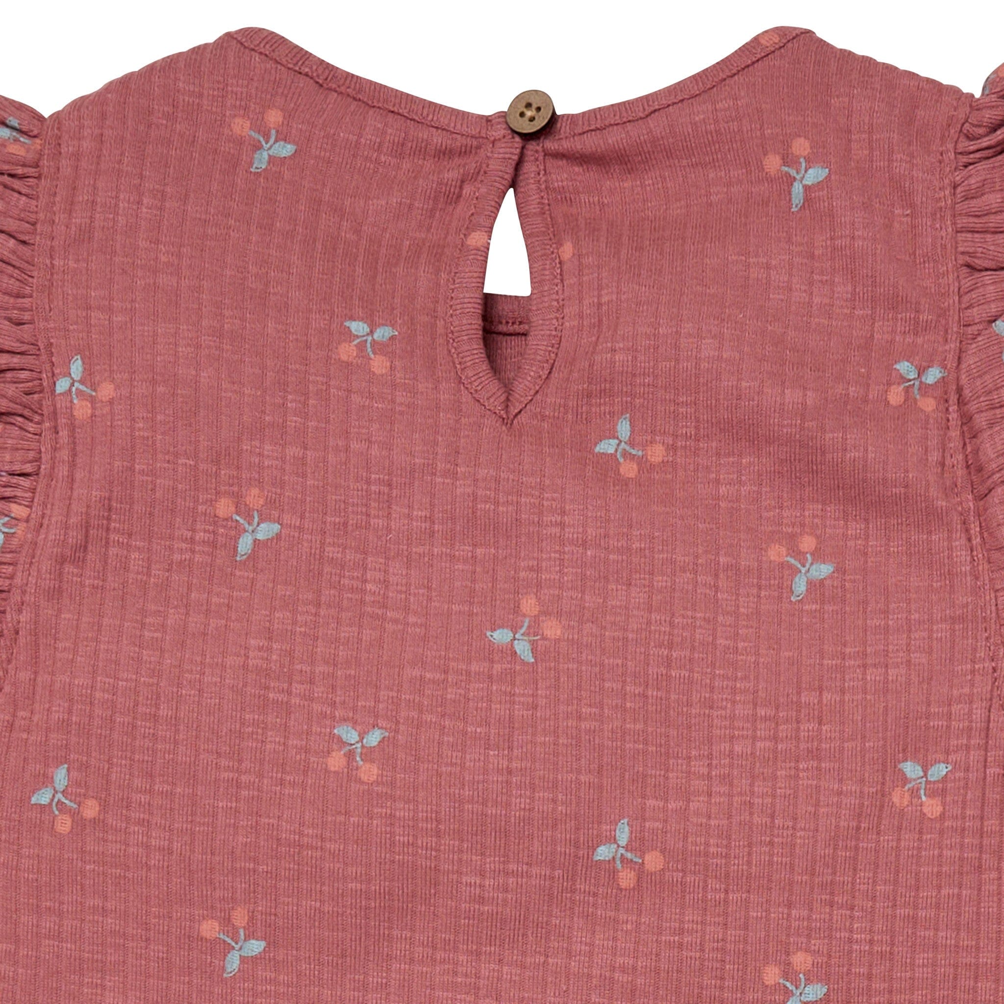 4-Piece Infant & Toddler Girls Rose Cherries Flutter Sleeve Tops and Shorts Set - Image 5