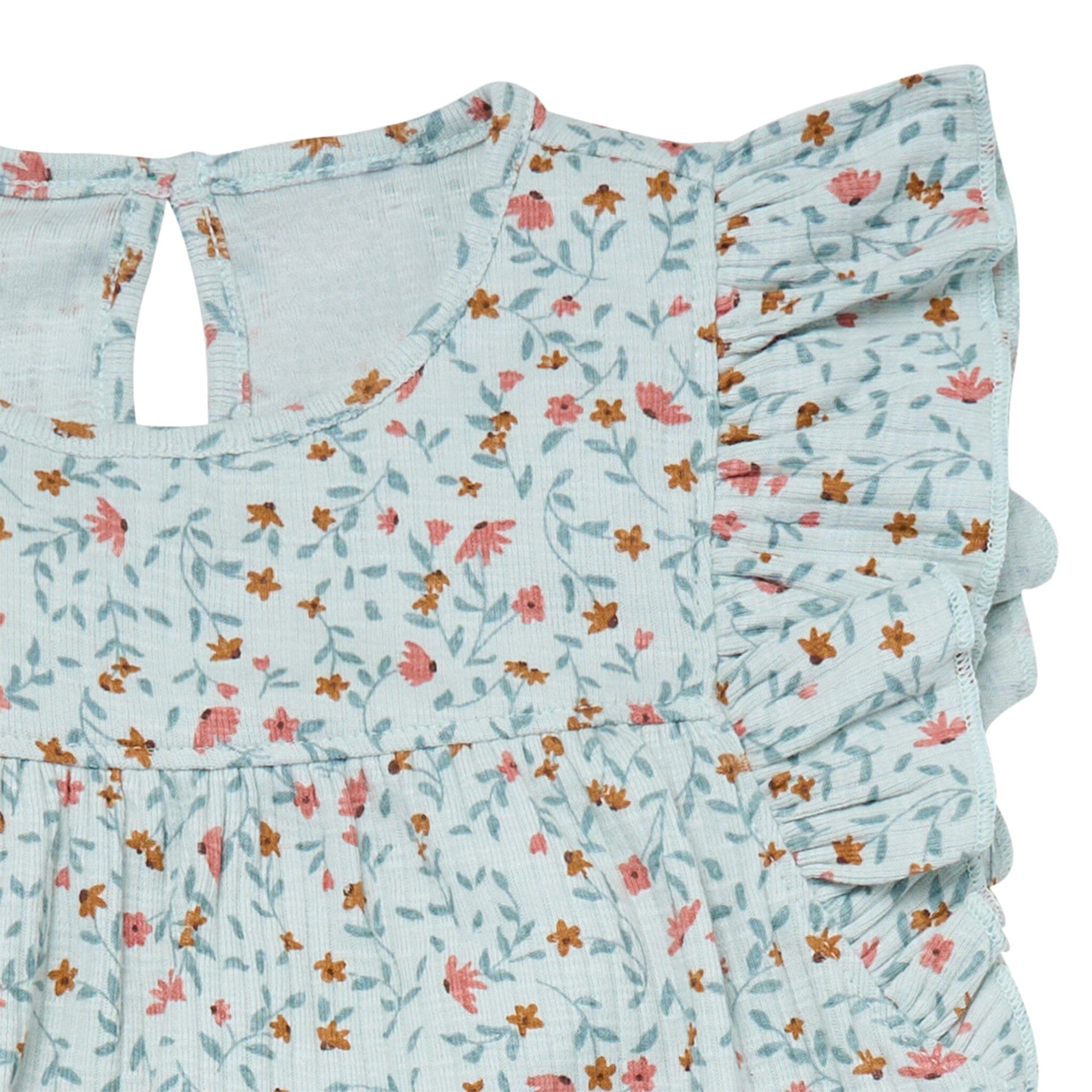 4-Piece Infant & Toddler Girls Vine Floral Flutter Sleeve Tops and Shorts Set - Image 5
