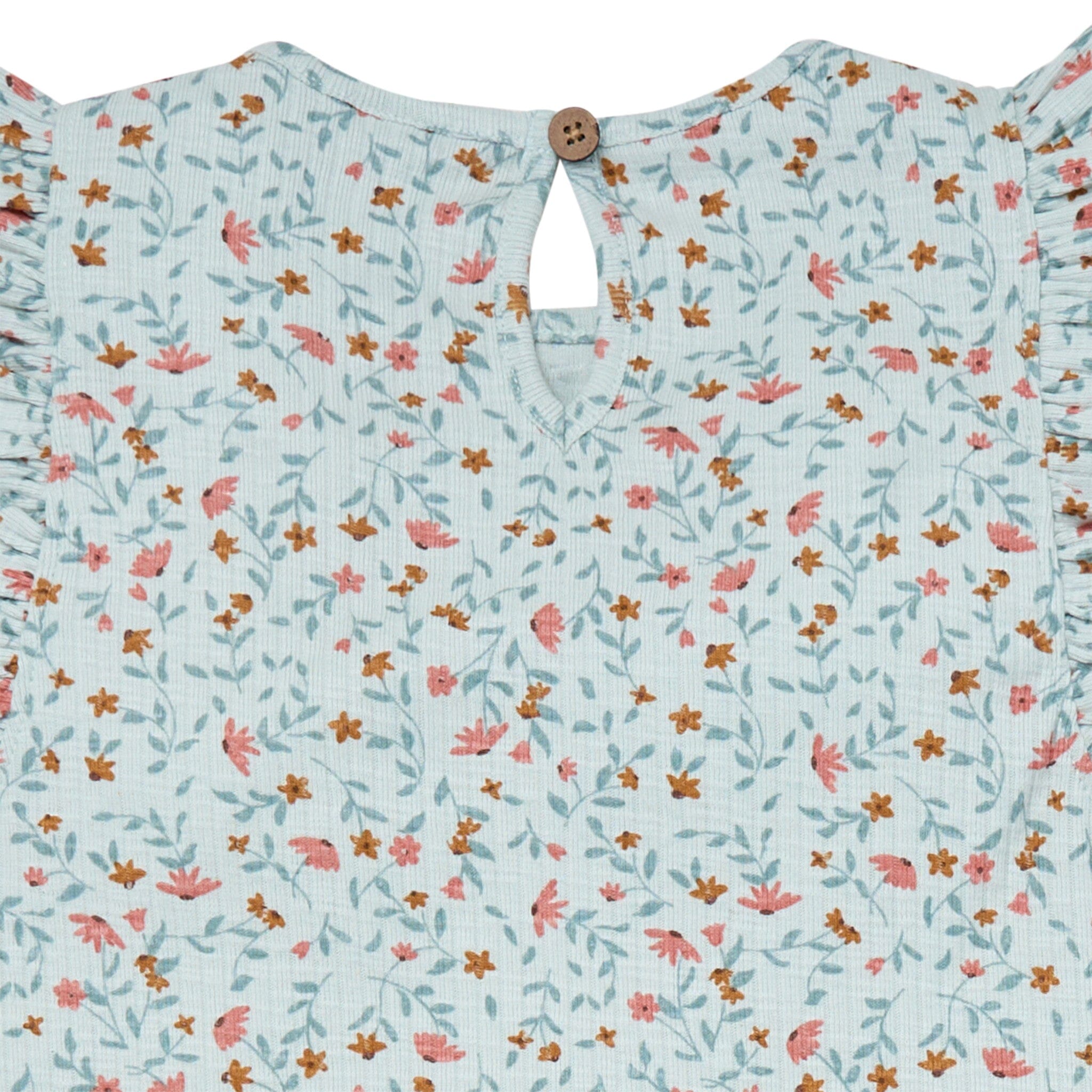 4-Piece Infant & Toddler Girls Vine Floral Flutter Sleeve Tops and Shorts Set - Image 7