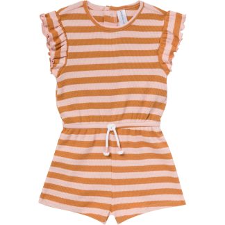 Infant & Toddler Girls Rose Stripe Flutter Sleeve Romper