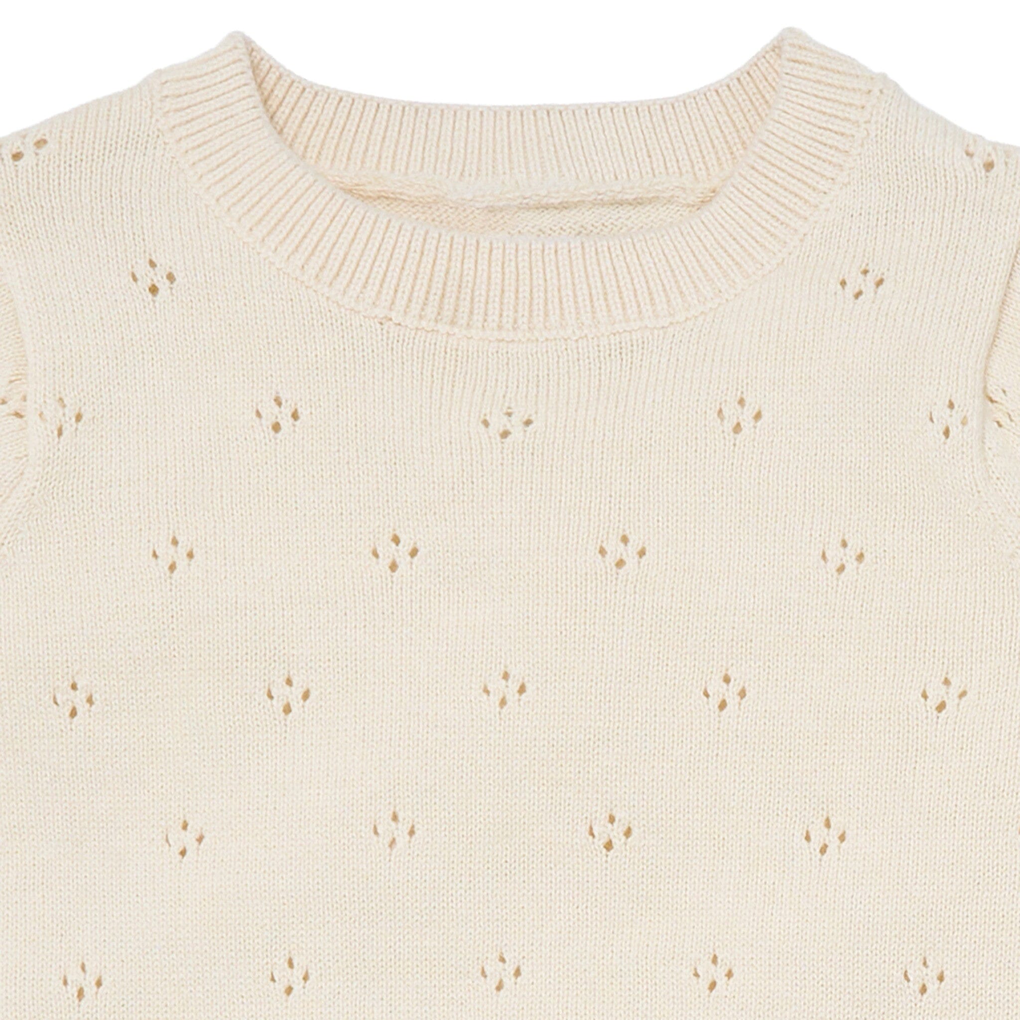 2-Piece Baby Girls Beige Sweater Knit Top and Shorts Set - Image 3