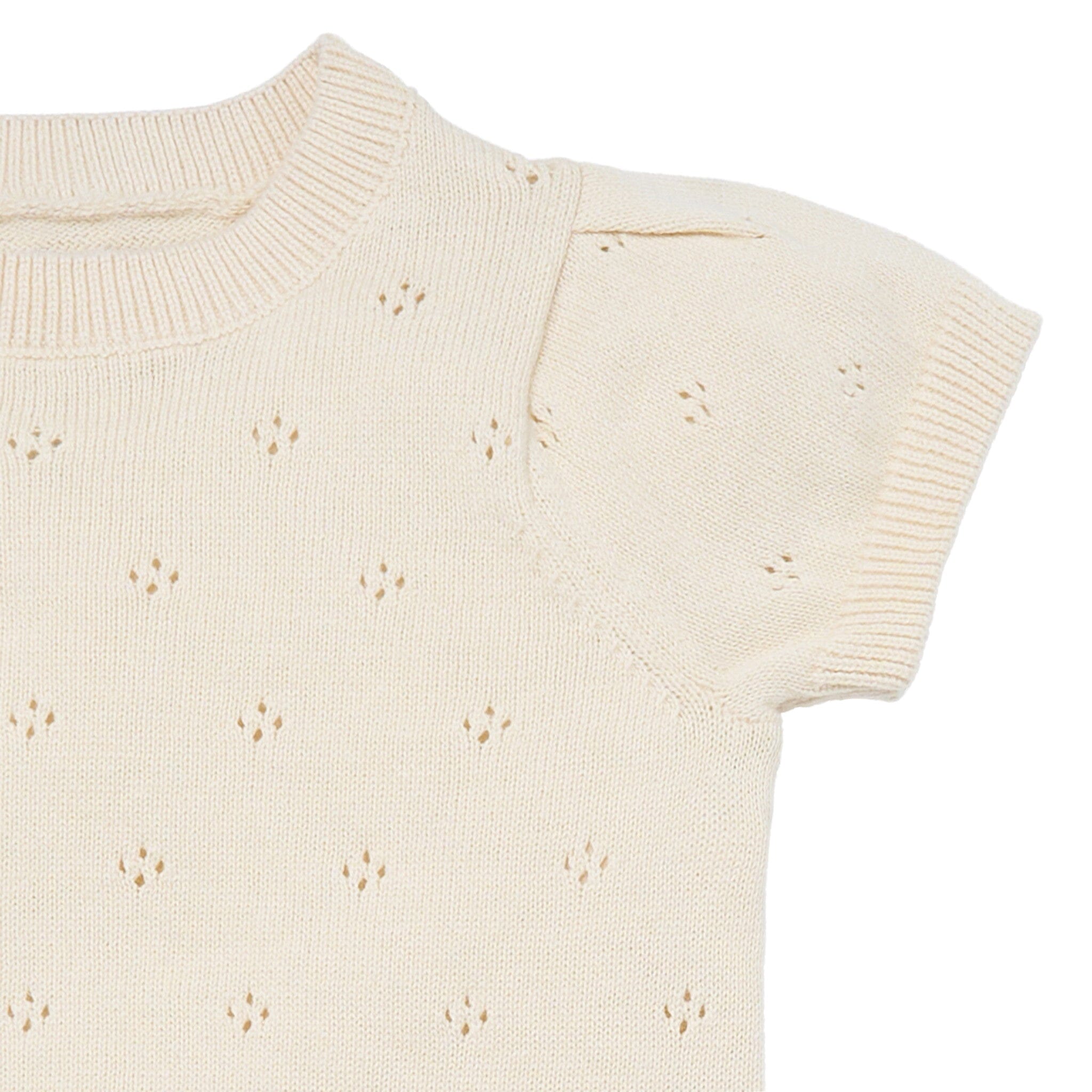 2-Piece Baby Girls Beige Sweater Knit Top and Shorts Set - Image 4