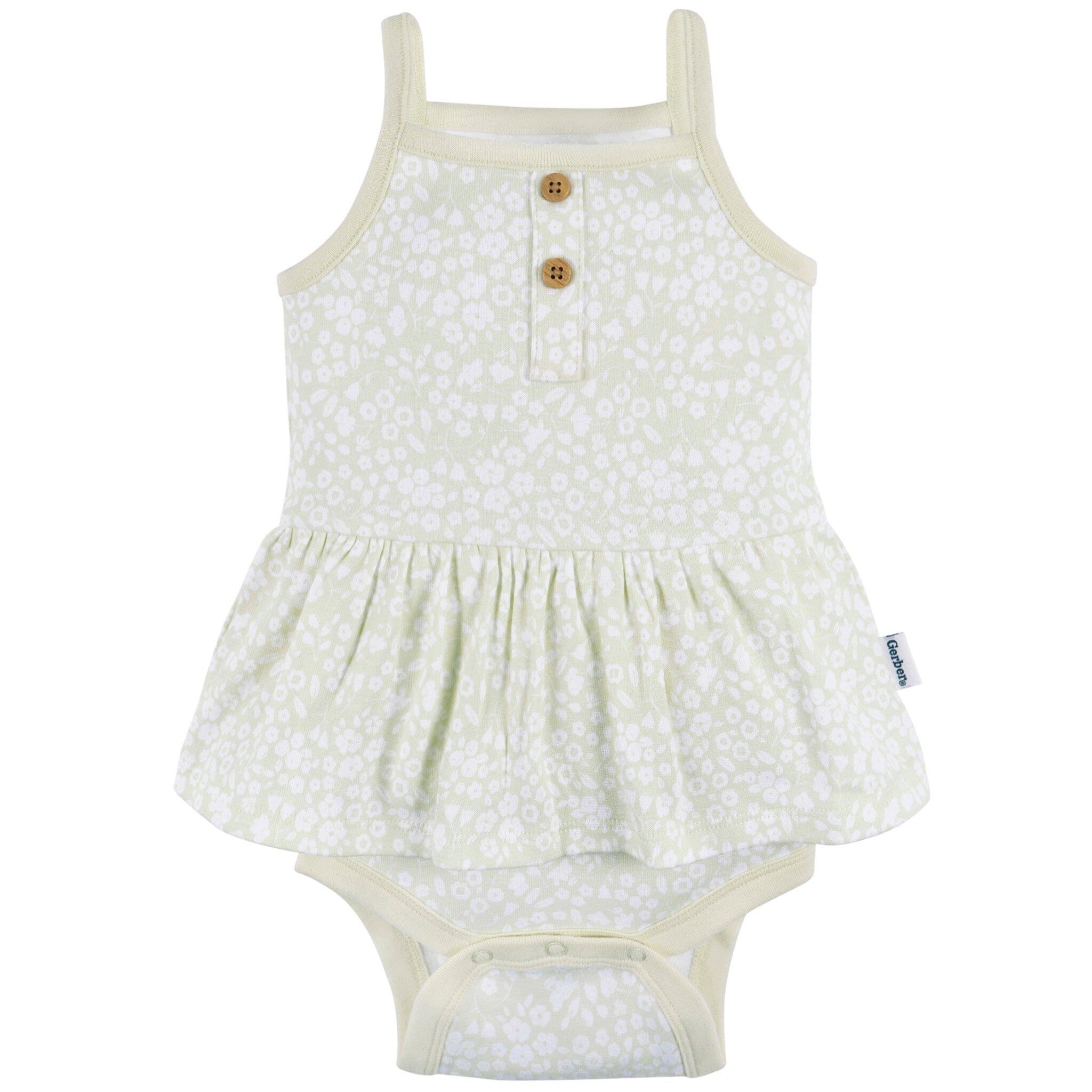 4-Pack Baby Girls Green Floral Sleeveless Onesies® Bodysuits - Image 2