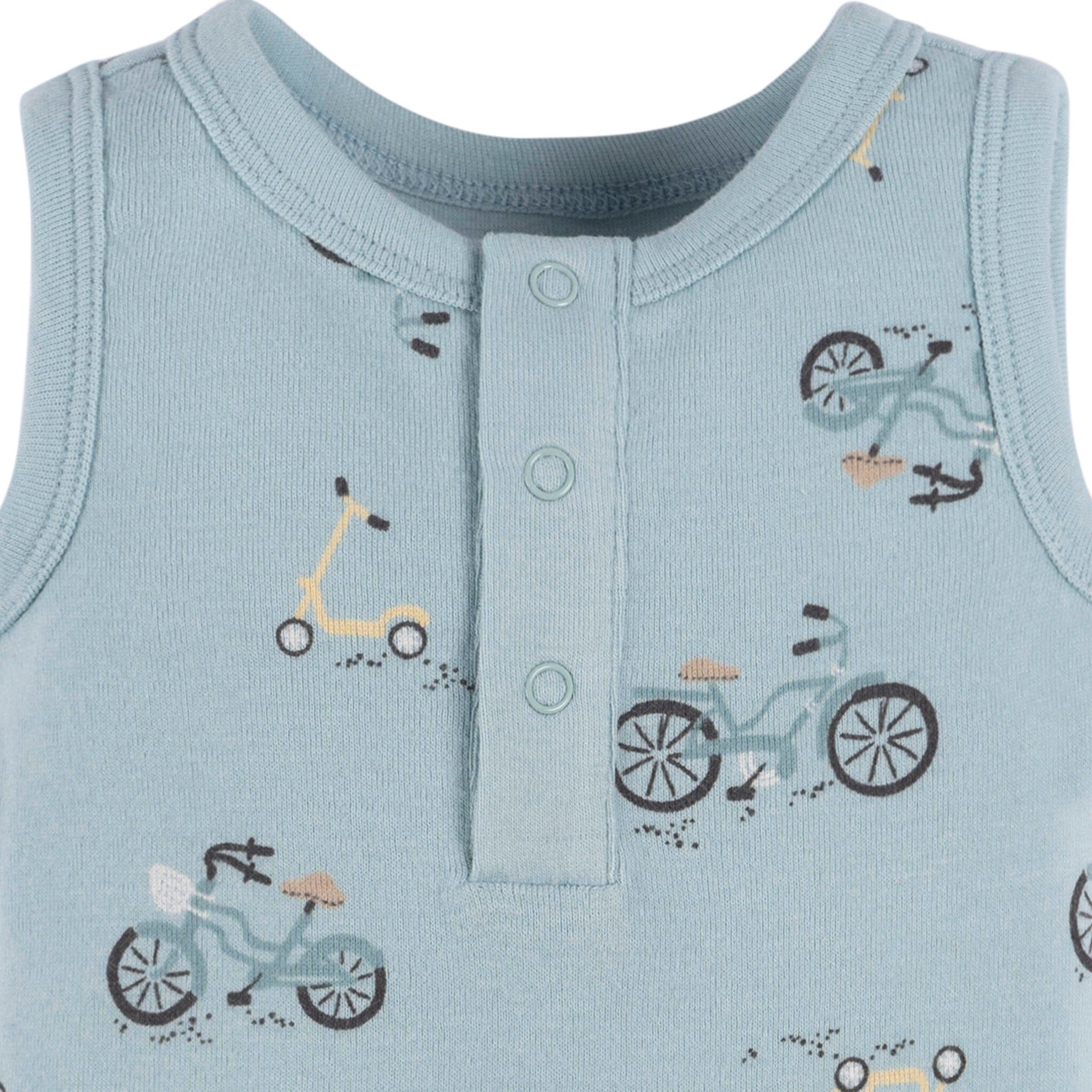 4-Pack Baby Boys Blue Bike Sleeveless Onesies® Bodysuits - Image 9