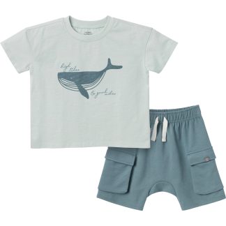 2-Piece Toddler Boys Whale Top and Cargo Shorts Set