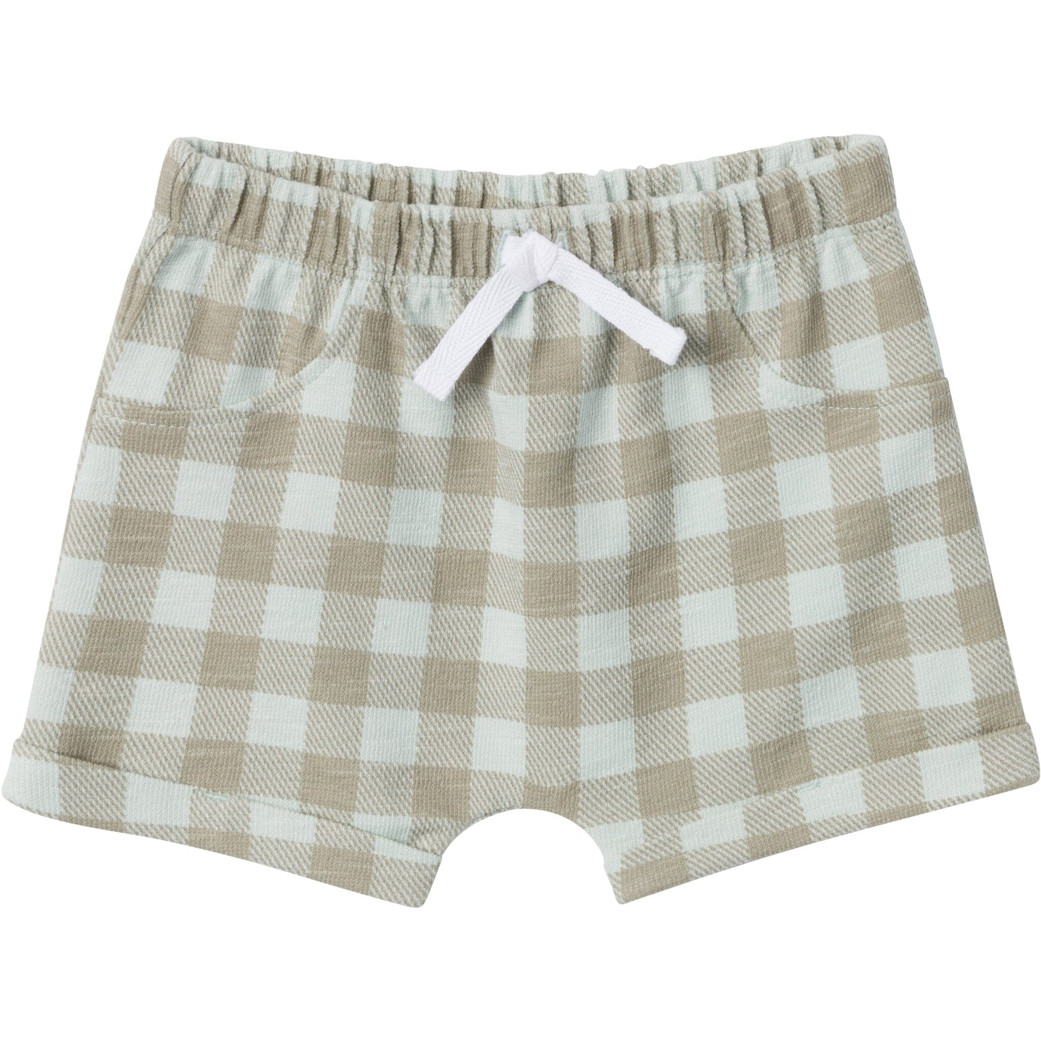 2-Piece Baby Boys Light Sky Gingham Henley Shirt and Shorts Set - Image 6