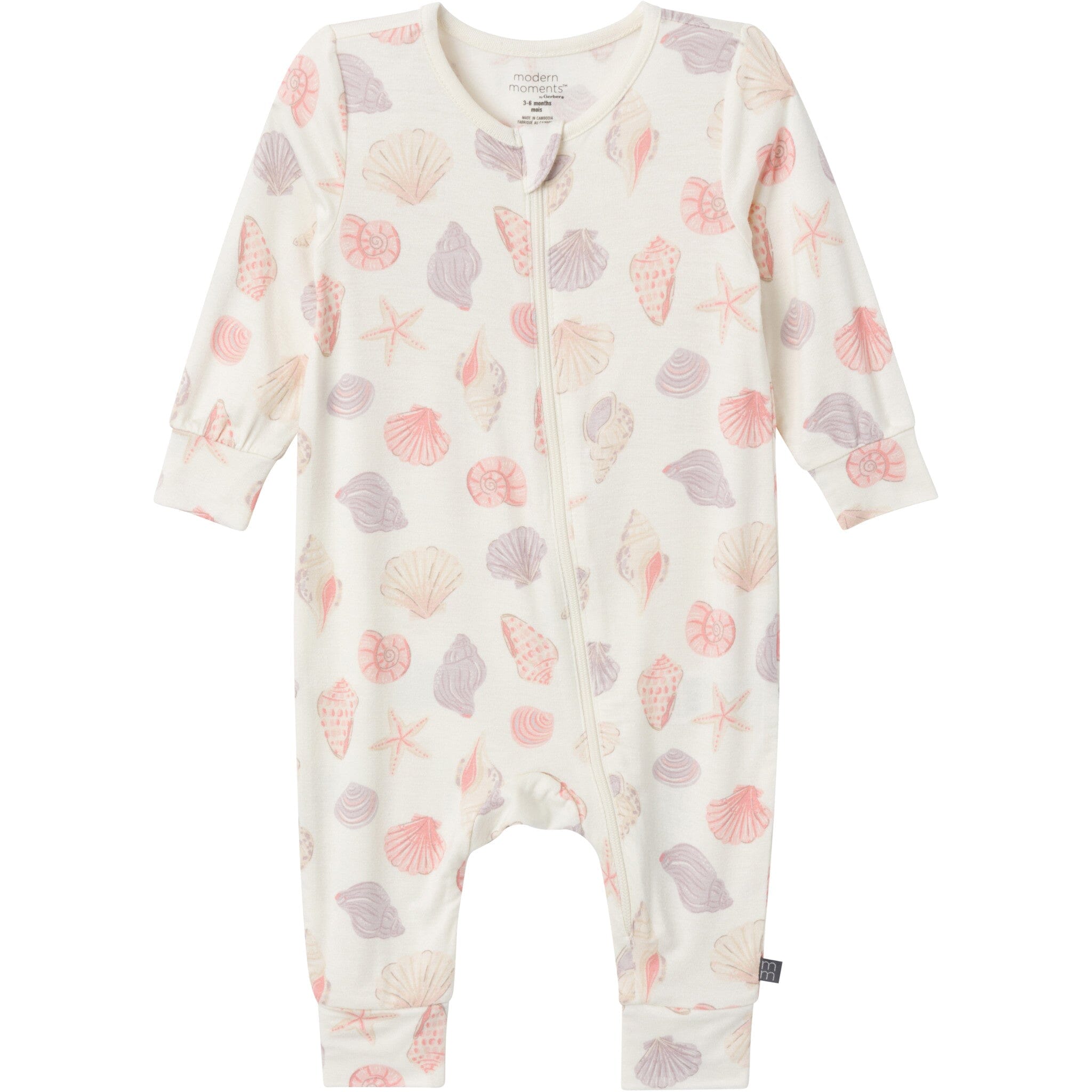 2-Pack Baby Girls Ivory Seashells Zip Front Viscose Rompers - Image 5