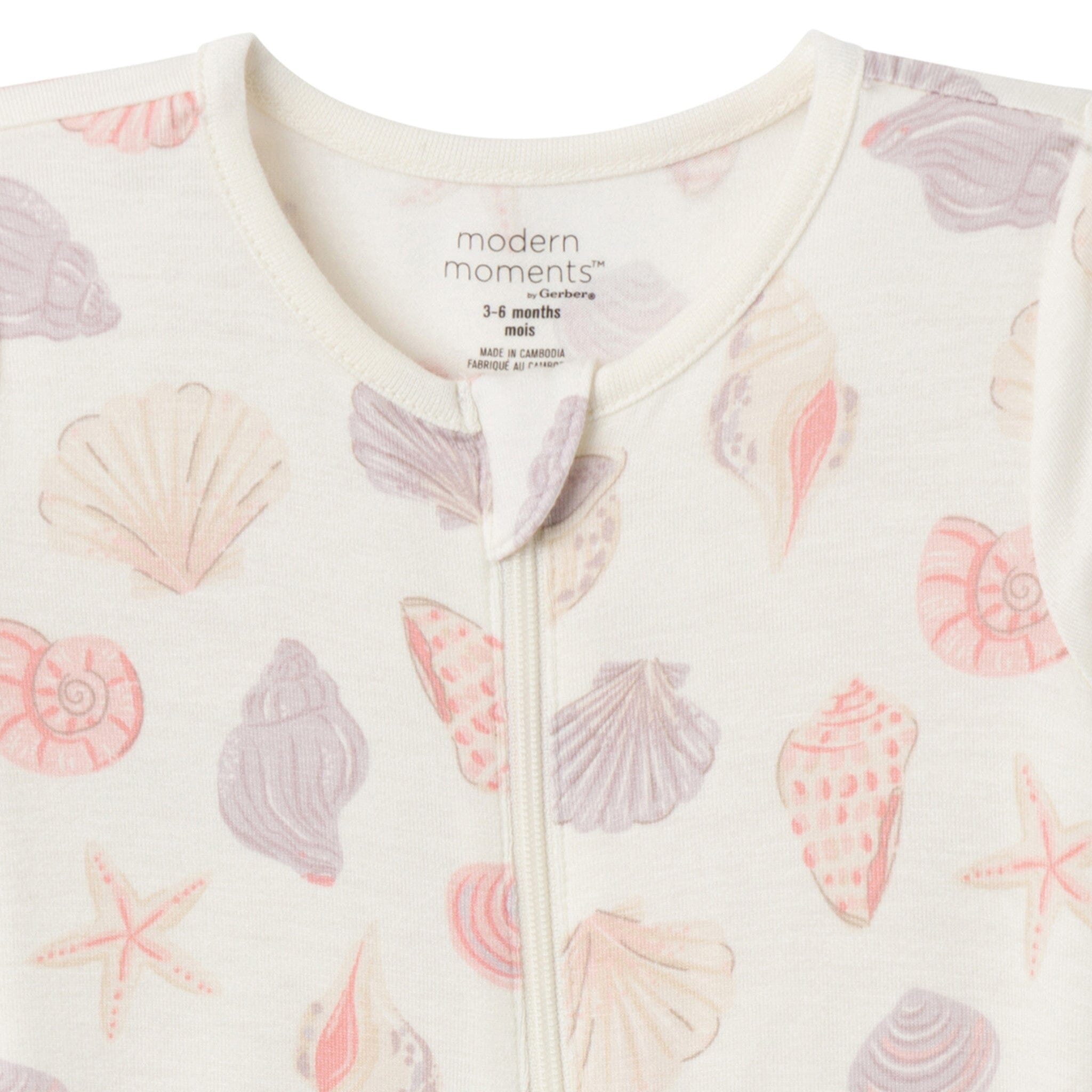 2-Pack Baby Girls Ivory Seashells Zip Front Viscose Rompers - Image 6