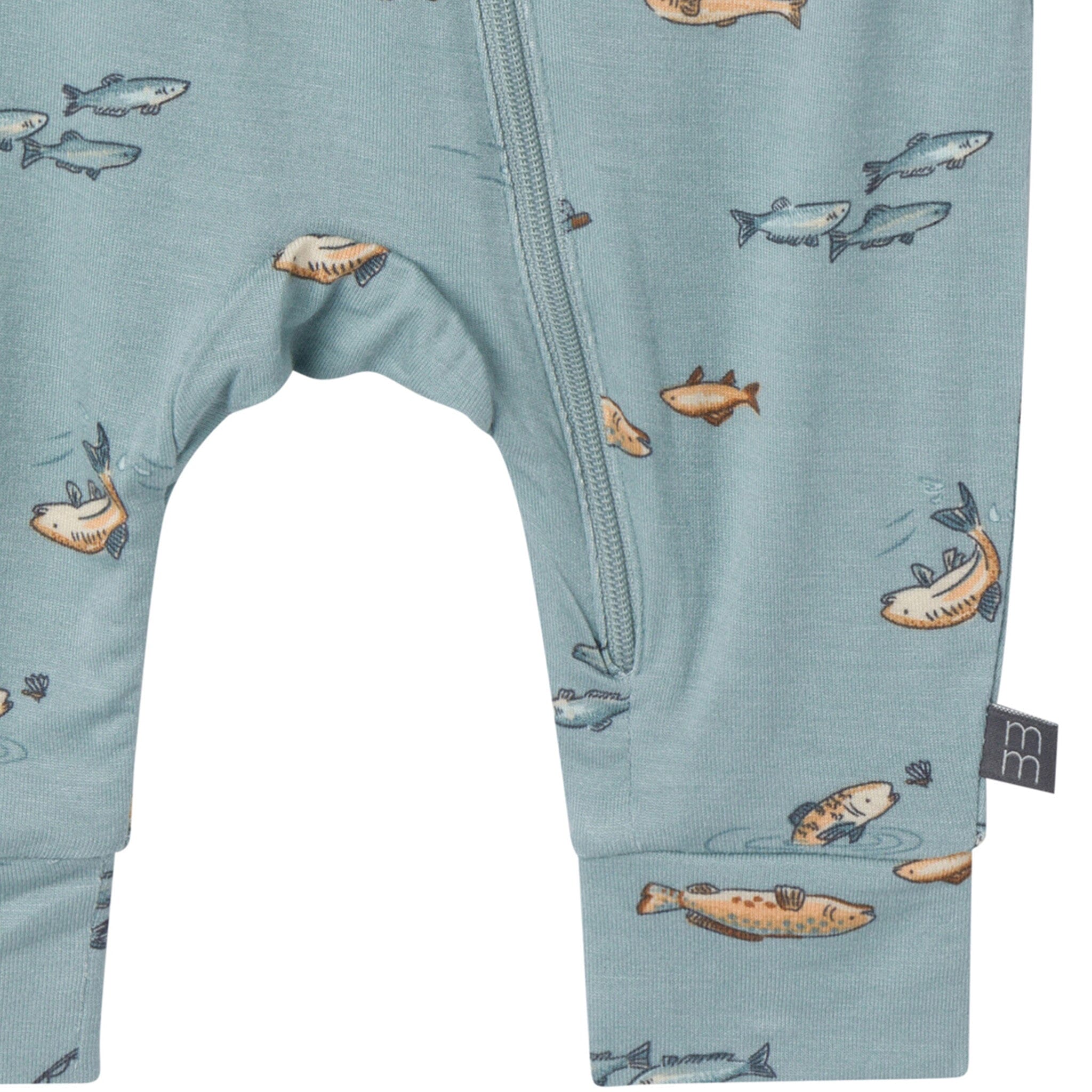2-Pack Baby Boys Teal Fishing Zip Front Viscose Rompers - Image 7