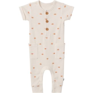 Baby Neutral Beige Suns Short Sleeve Long Leg Romper