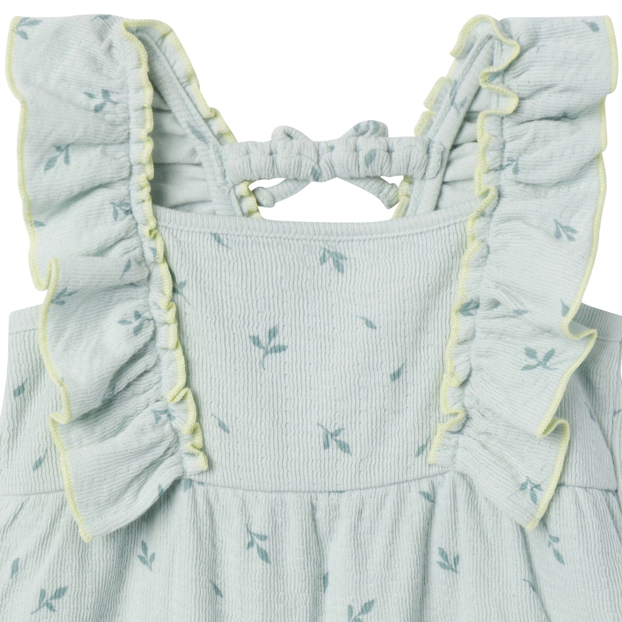 Baby Girls Sky Leaves Ruffles Long Leg Romper - Image 2