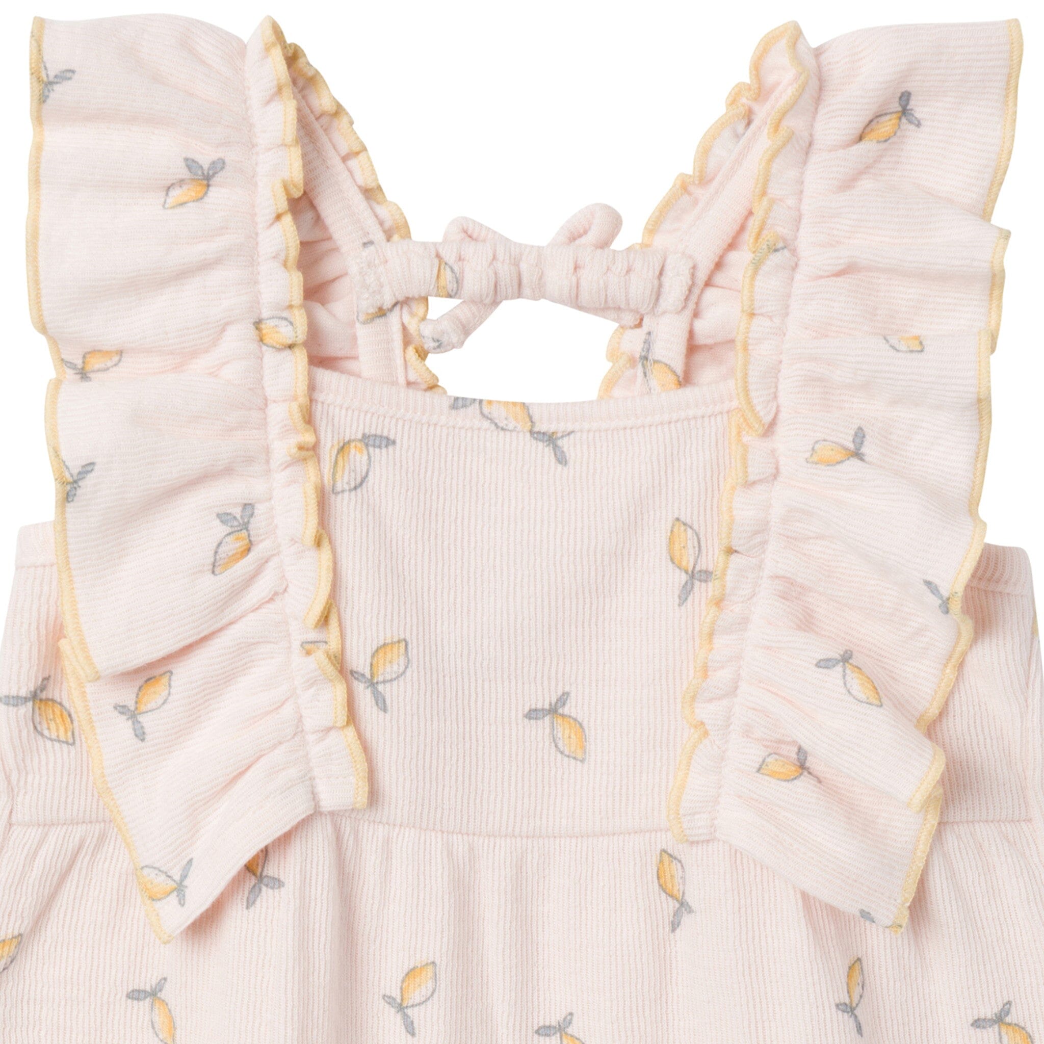Baby Girls Rose Lemons Ruffles Long Leg Romper - Image 2