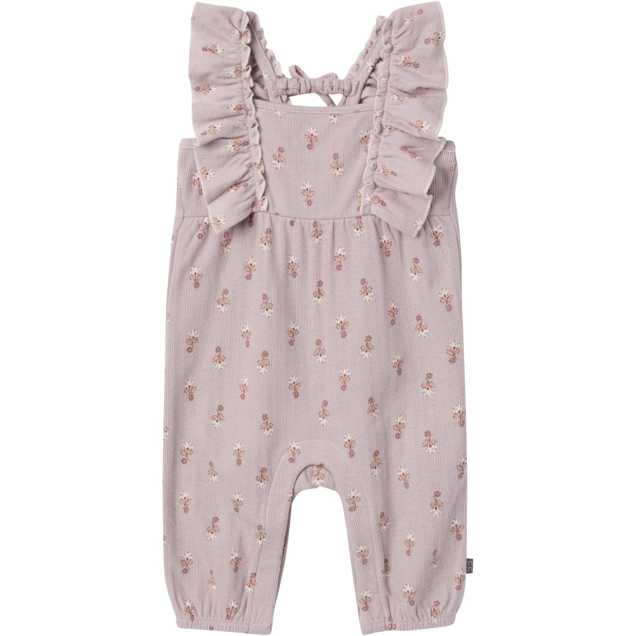 Baby Girls Lilac Stamp Fleur Ruffles Long Leg Romper