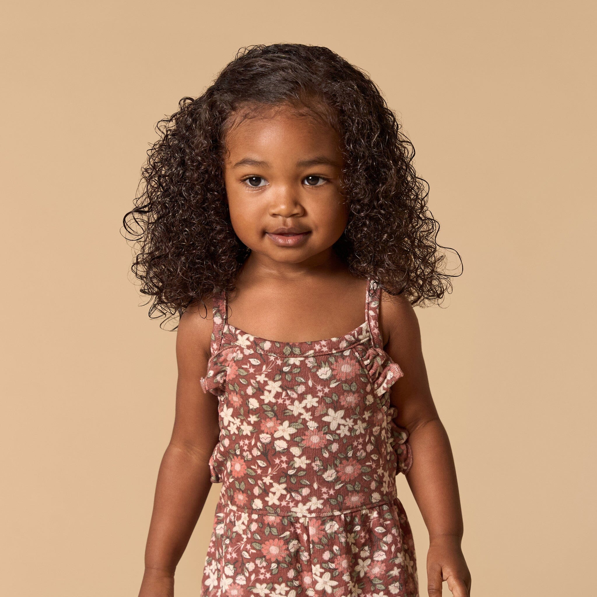 Infant & Toddler Girls Brown Star Floral Ruffle Romper - Image 3