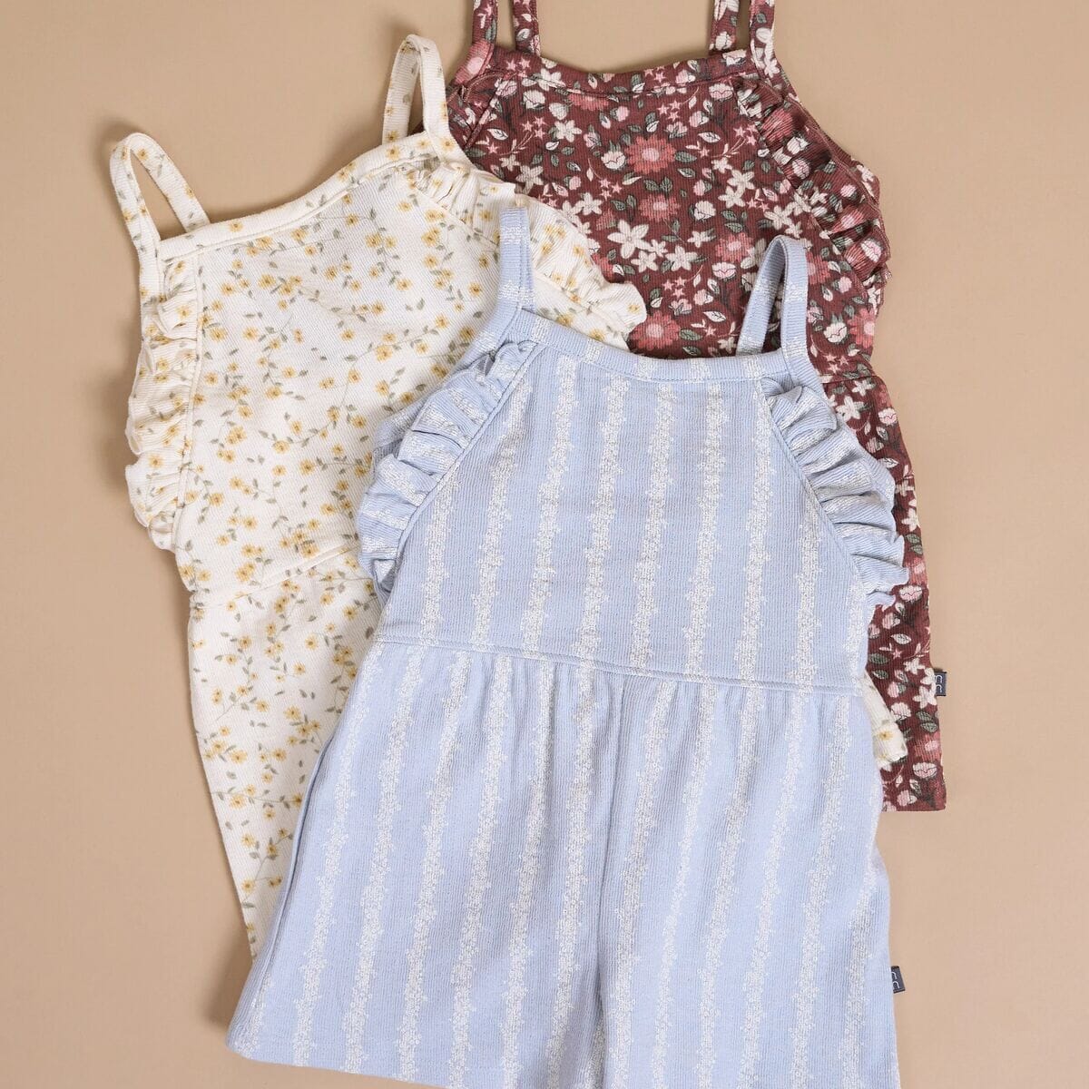 Infant & Toddler Girls Light Blue Mini Flower Stripe Ruffle Romper - Image 6