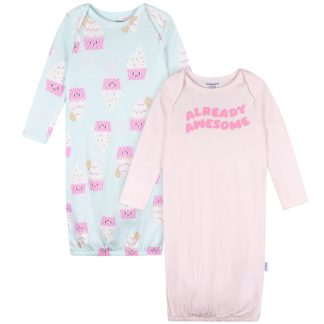 2-Pack Baby Girls Ice Cream Gowns