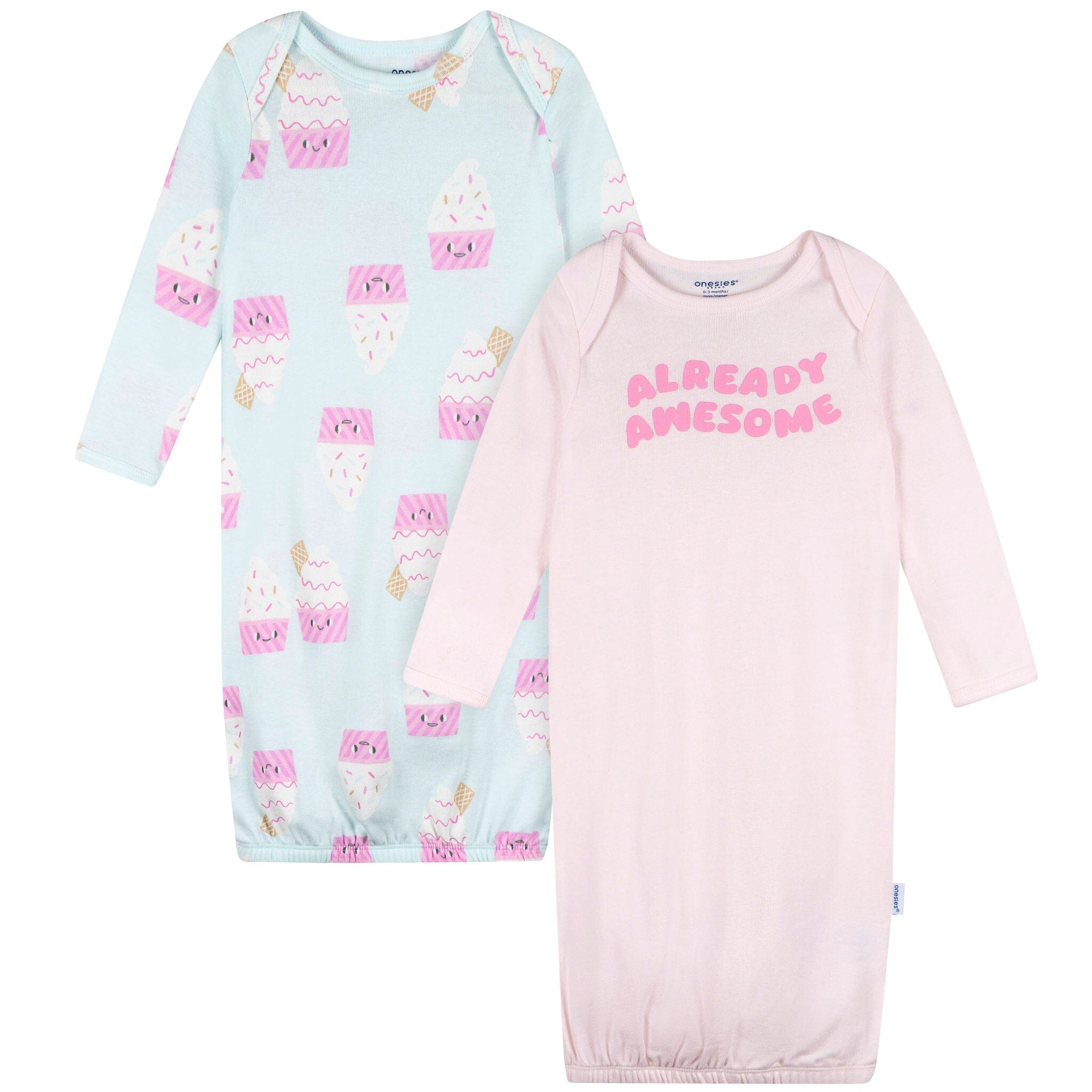 2-Pack Baby Girls Ice Cream Gowns