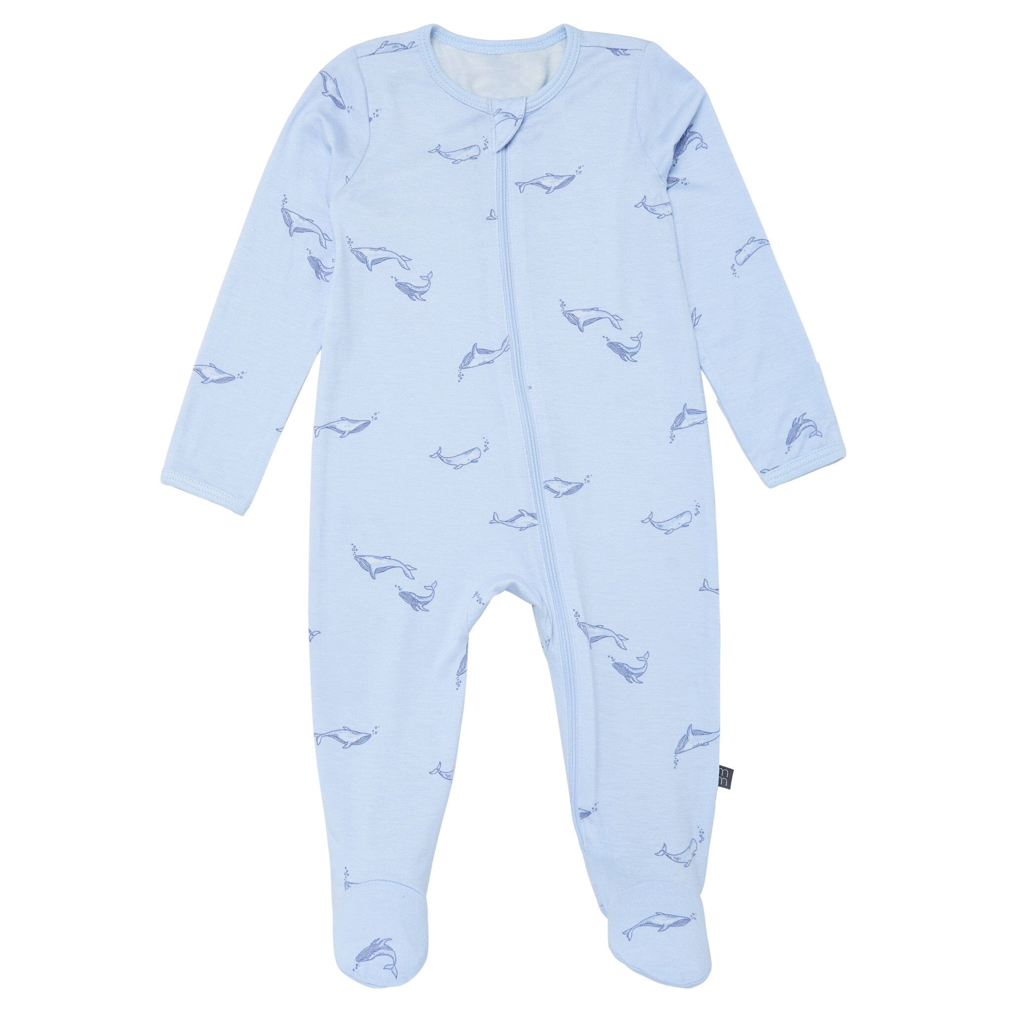 2-Pack Baby Boys Light Blue Whale Sleep 'N Plays With Mitten Cuffs - Image 2