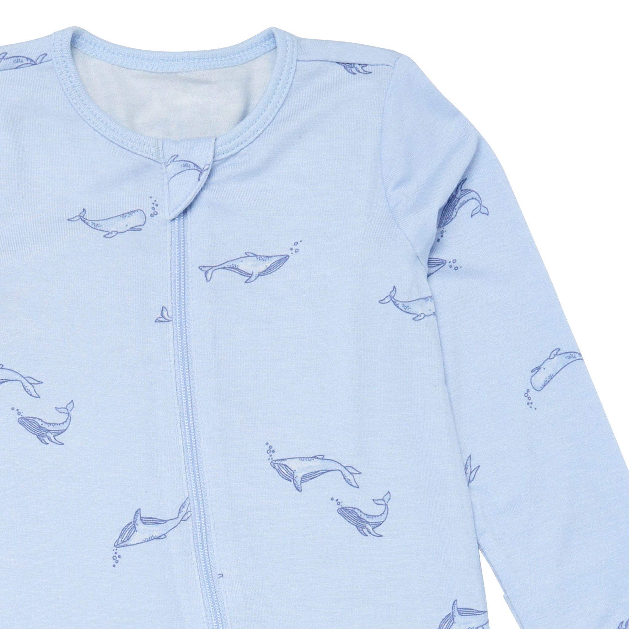 2-Pack Baby Boys Light Blue Whale Sleep 'N Plays With Mitten Cuffs - Image 3