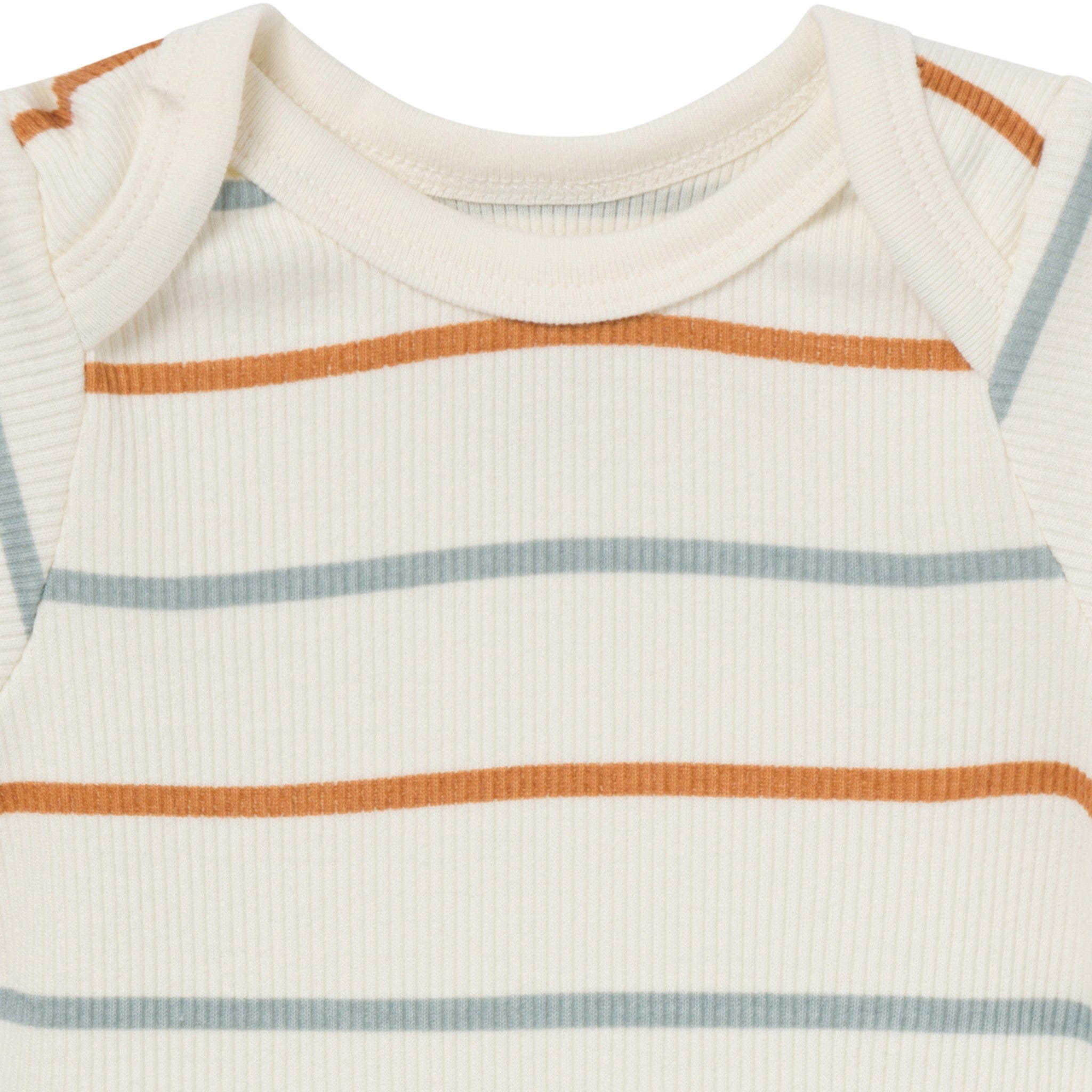 4-Piece Baby Boys Ivory Stripe Short Sleeve Bodysuits and Shorts Set - Image 3