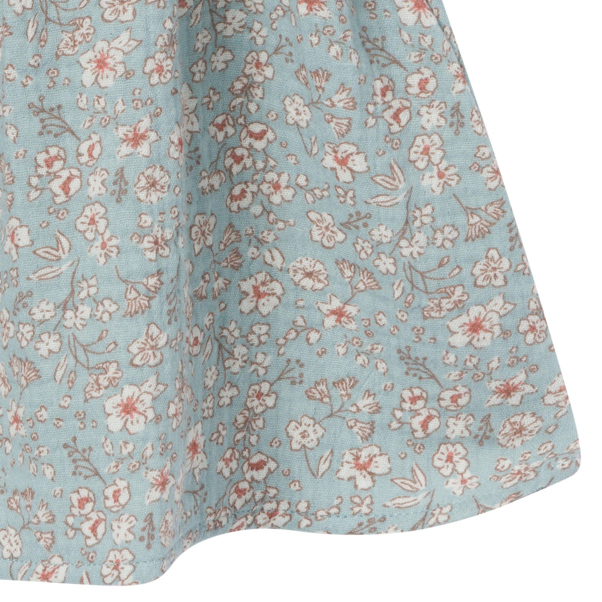2-Piece Baby Girls Teal Ditsy Puffed Sleeve Dress and Diaper Cover - Image 4