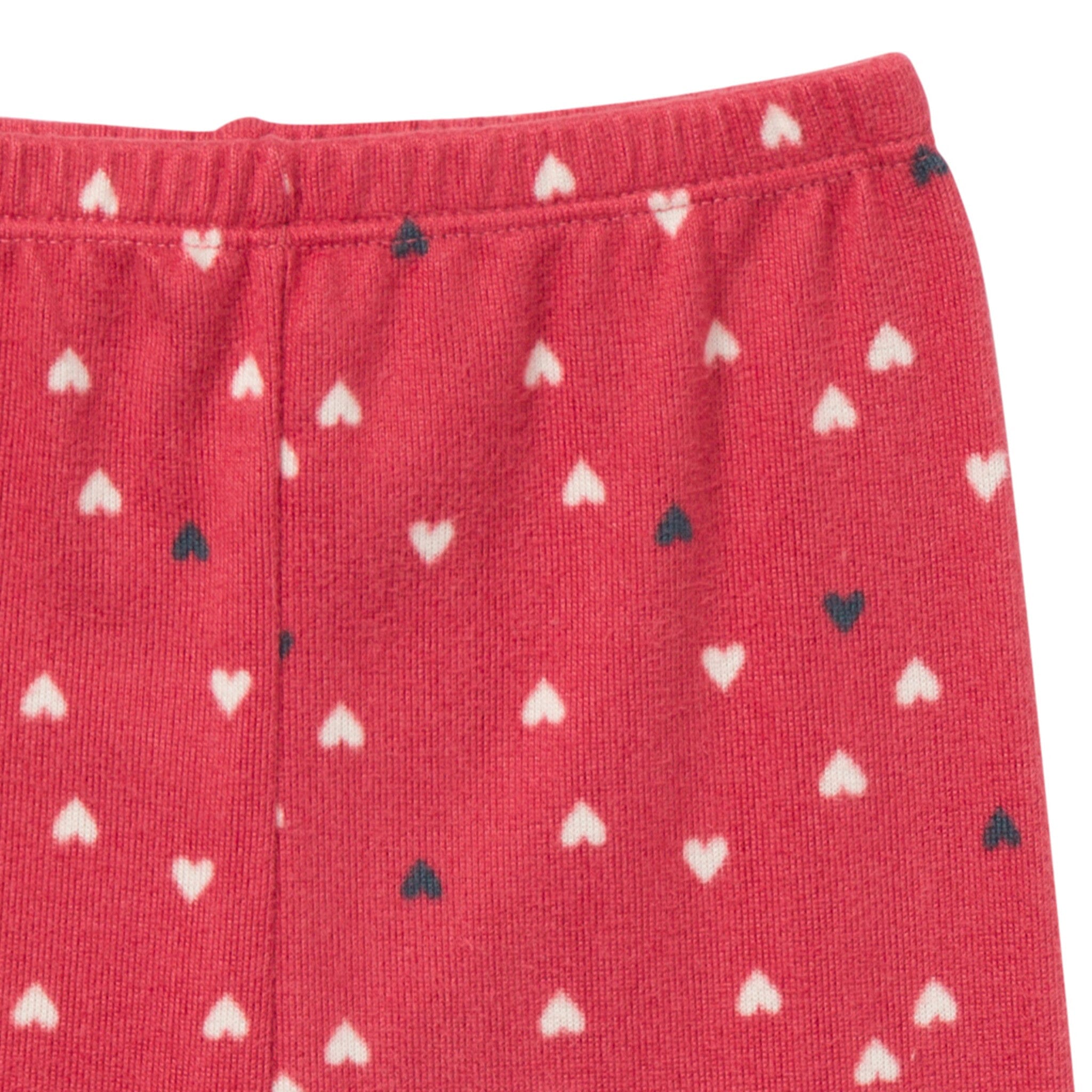 2-Piece Infant and Toddler Neutral Red Hearts Snug Fitting Hacci Pajamas - Image 7