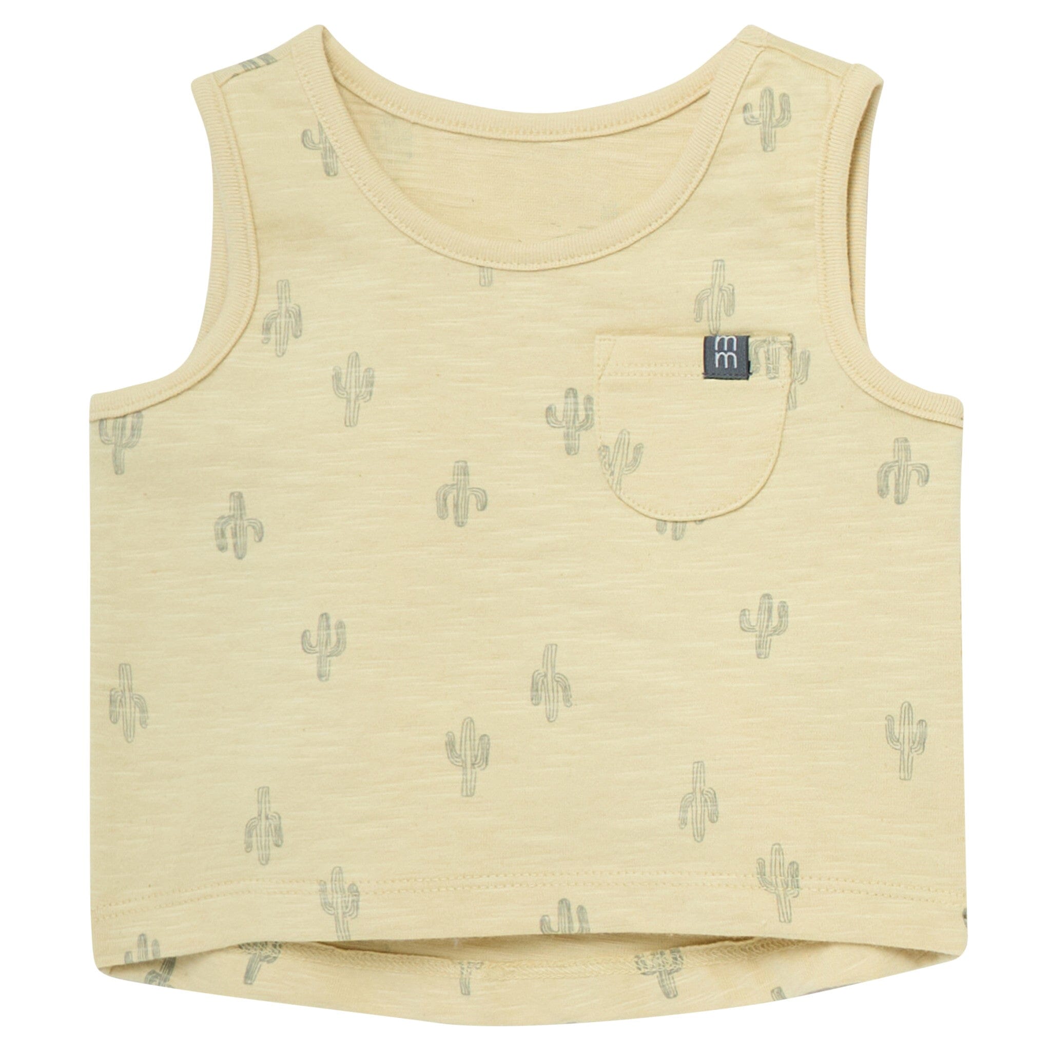 4-Piece Baby Boys Dusty Yellow Cactus Sleeveless Shirts and Shorts Set - Image 2