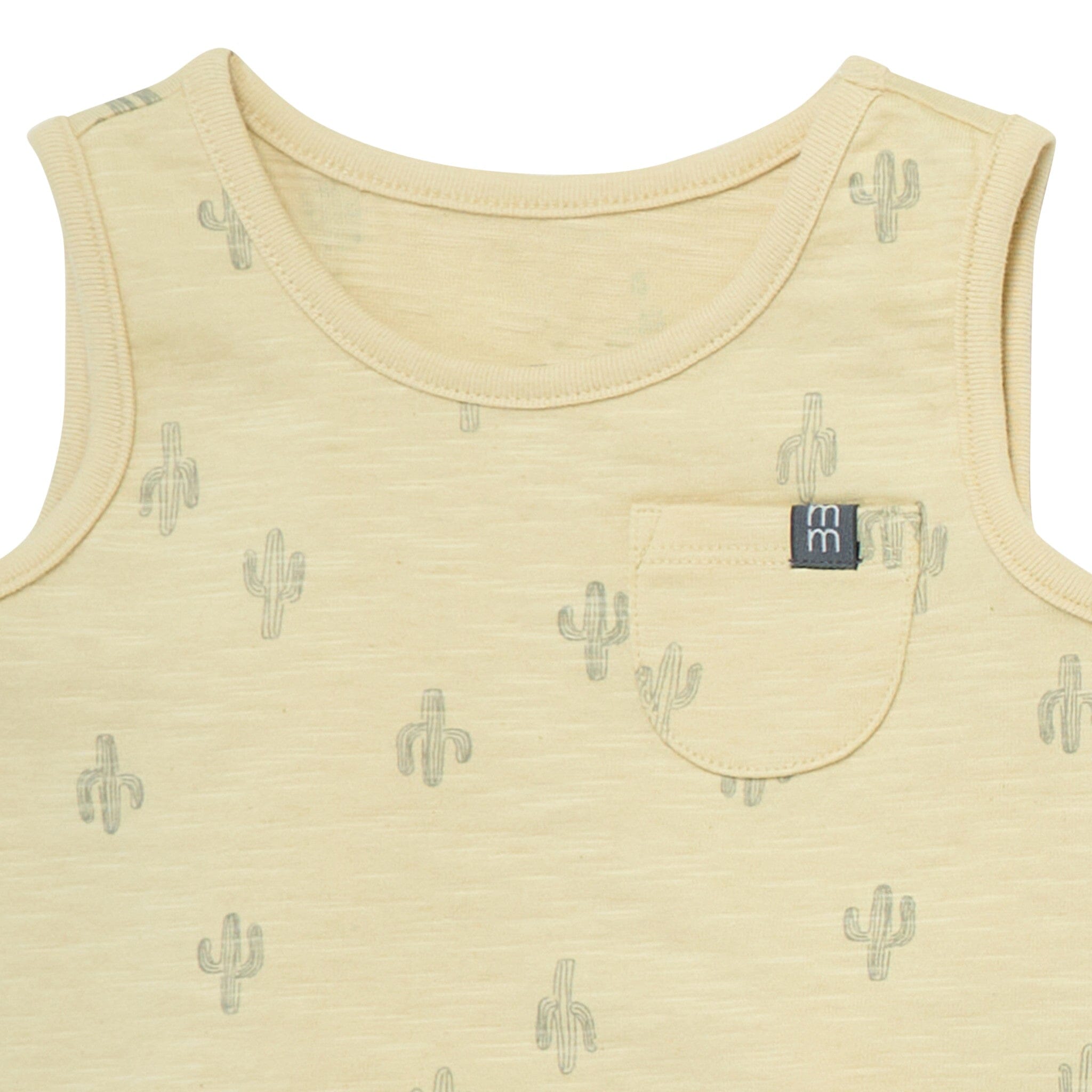 4-Piece Baby Boys Dusty Yellow Cactus Sleeveless Shirts and Shorts Set - Image 3
