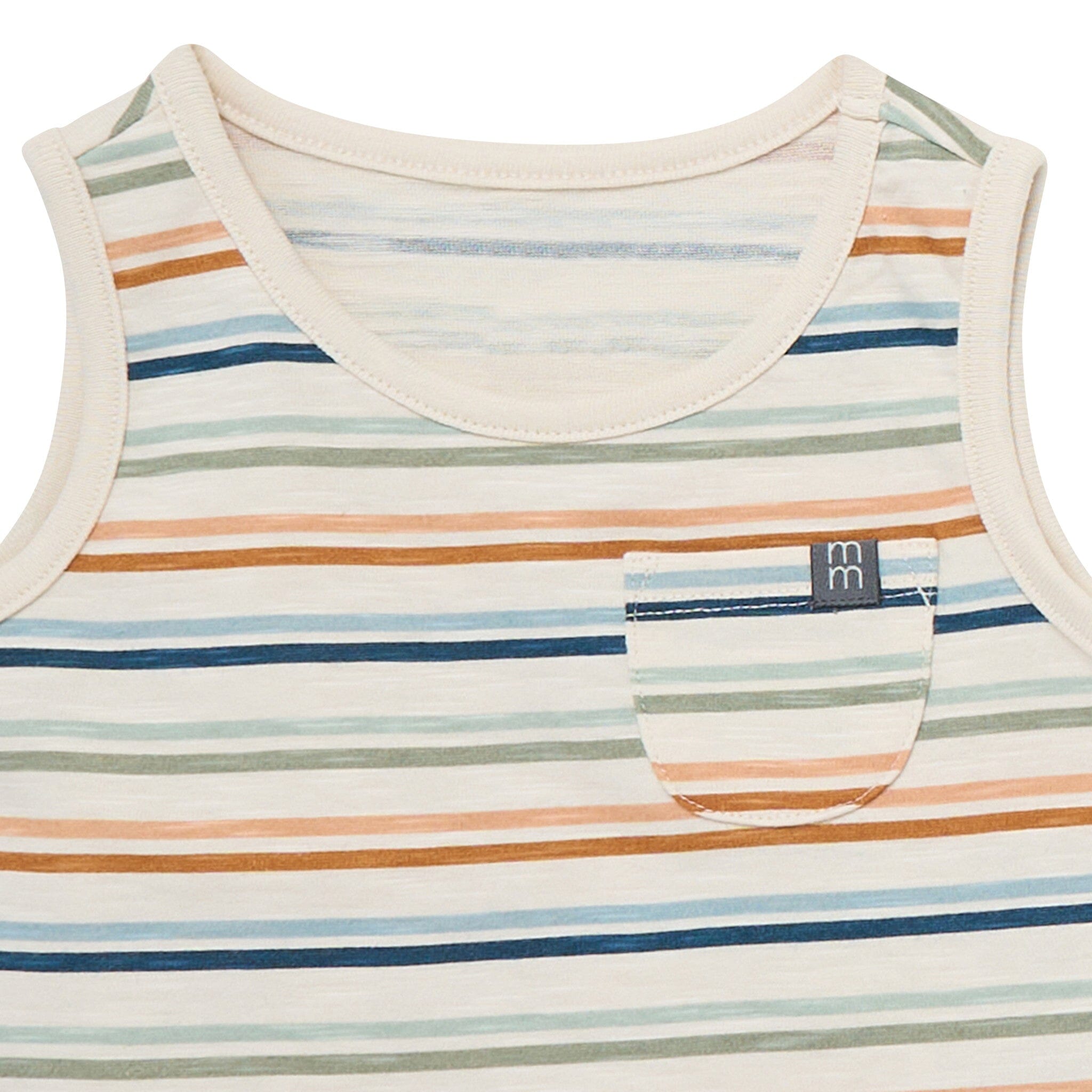 4-Piece Baby Boys Beige Stripe Sleeveless Shirts and Shorts Set - Image 3