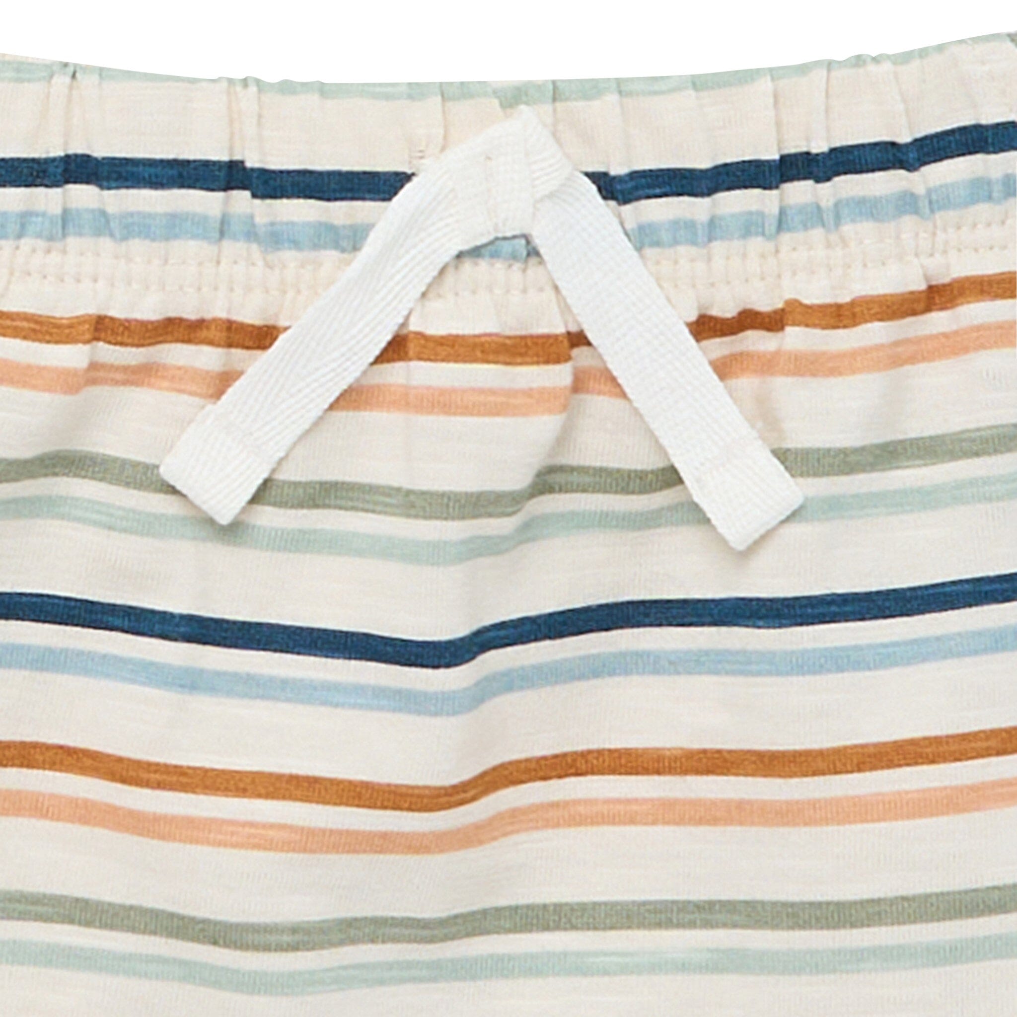 4-Piece Baby Boys Beige Stripe Sleeveless Shirts and Shorts Set - Image 6