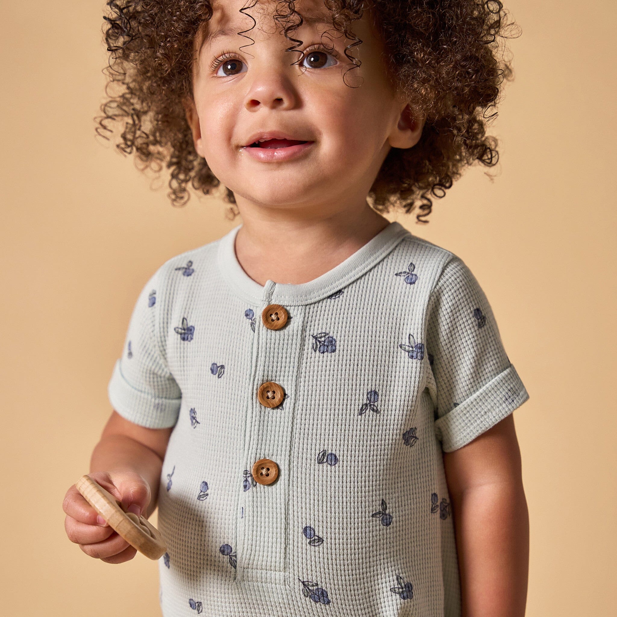 Baby Girls Light Sky Blueberry Short Sleeve Long Leg Romper - Image 3