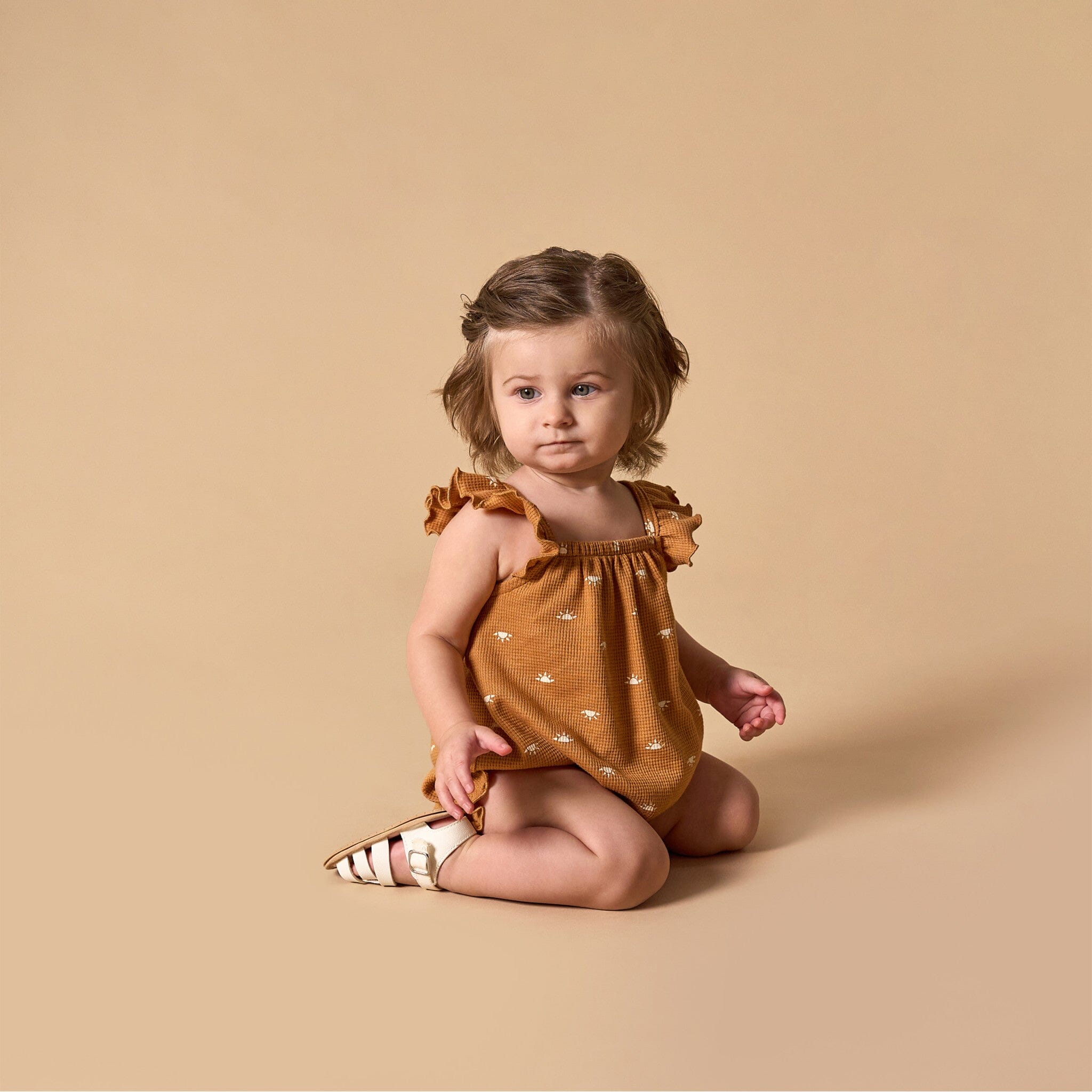 Baby Girls Brown Sun Bubble Romper - Image 3