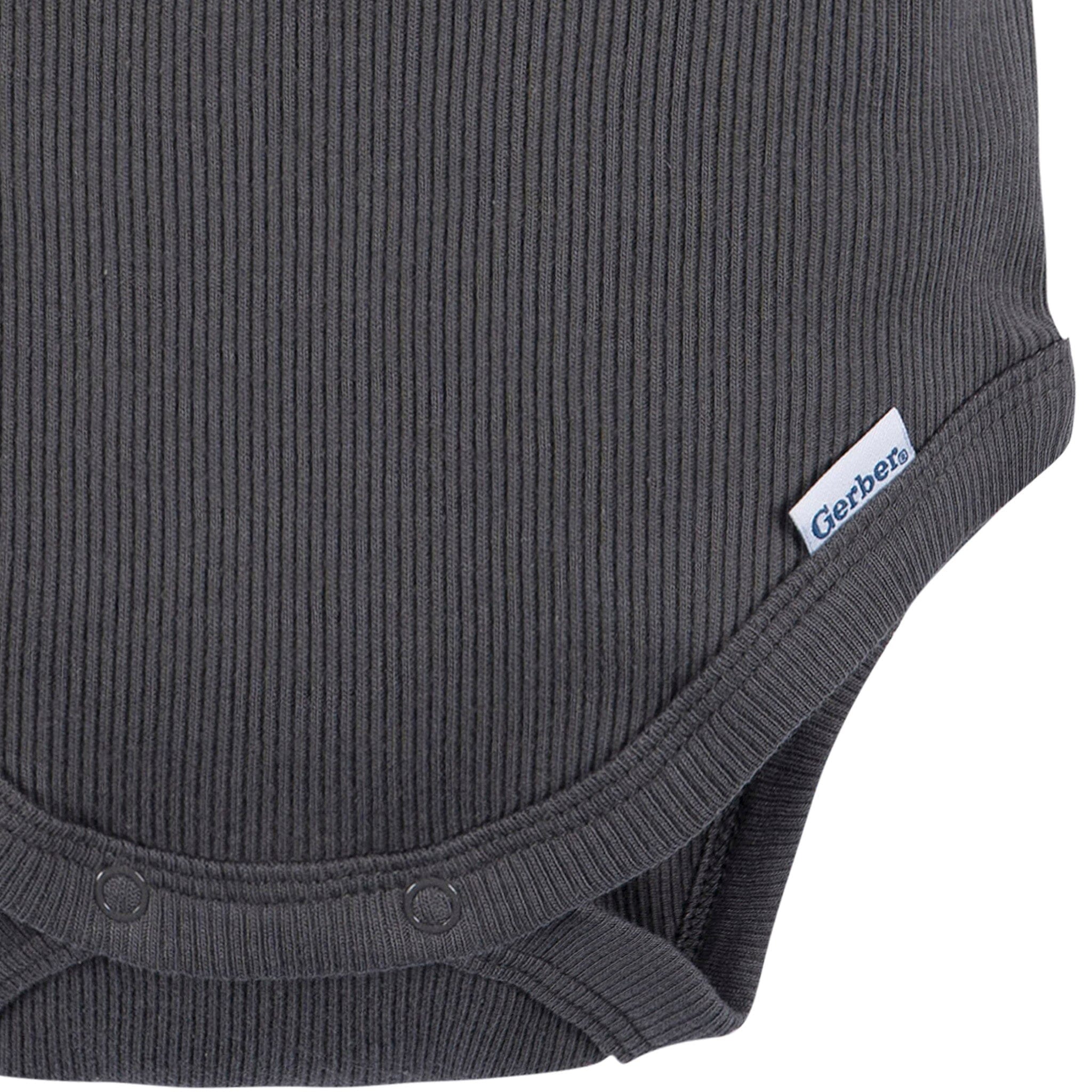 2-Piece Baby Boys Dark Grey Bodysuit and Shorts Set - Image 4