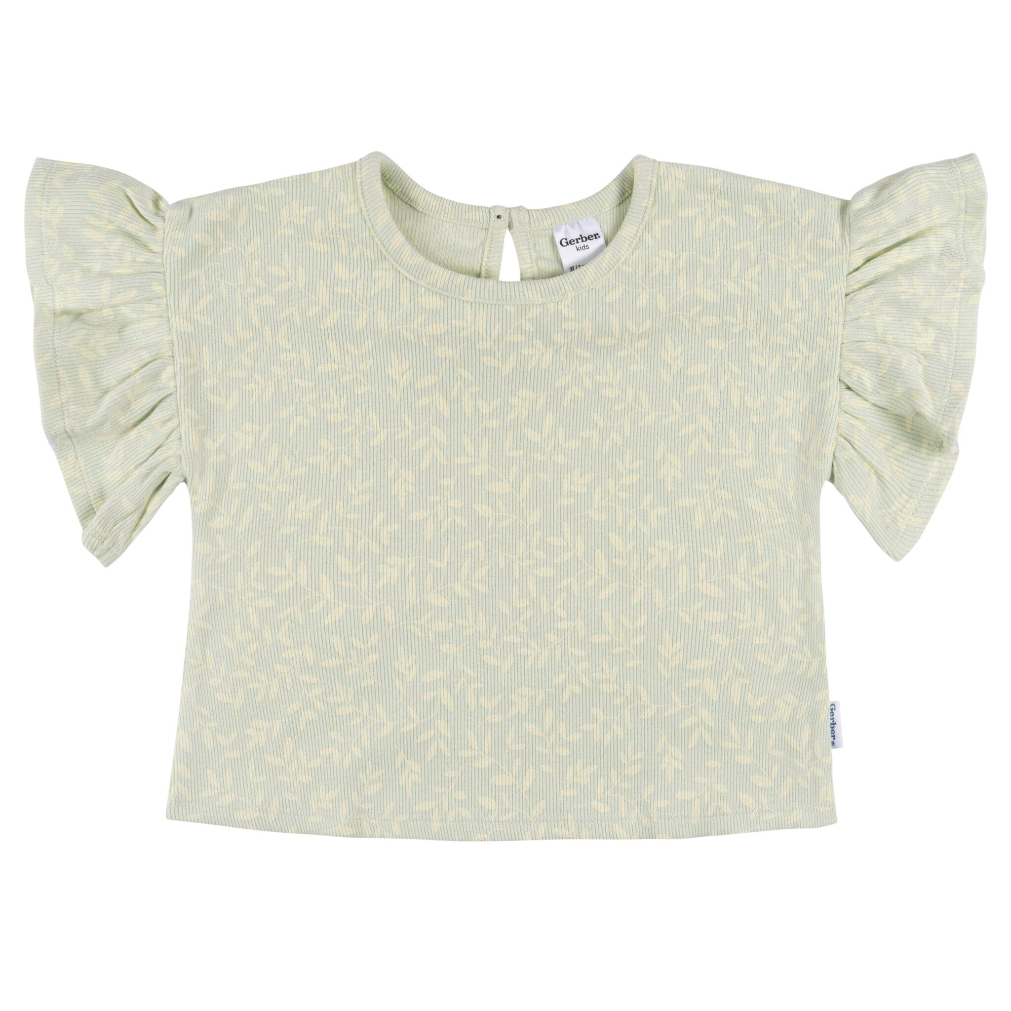2-Piece Infant & Toddler Girls Green Leaves Shirt and Shorts Set - Image 4