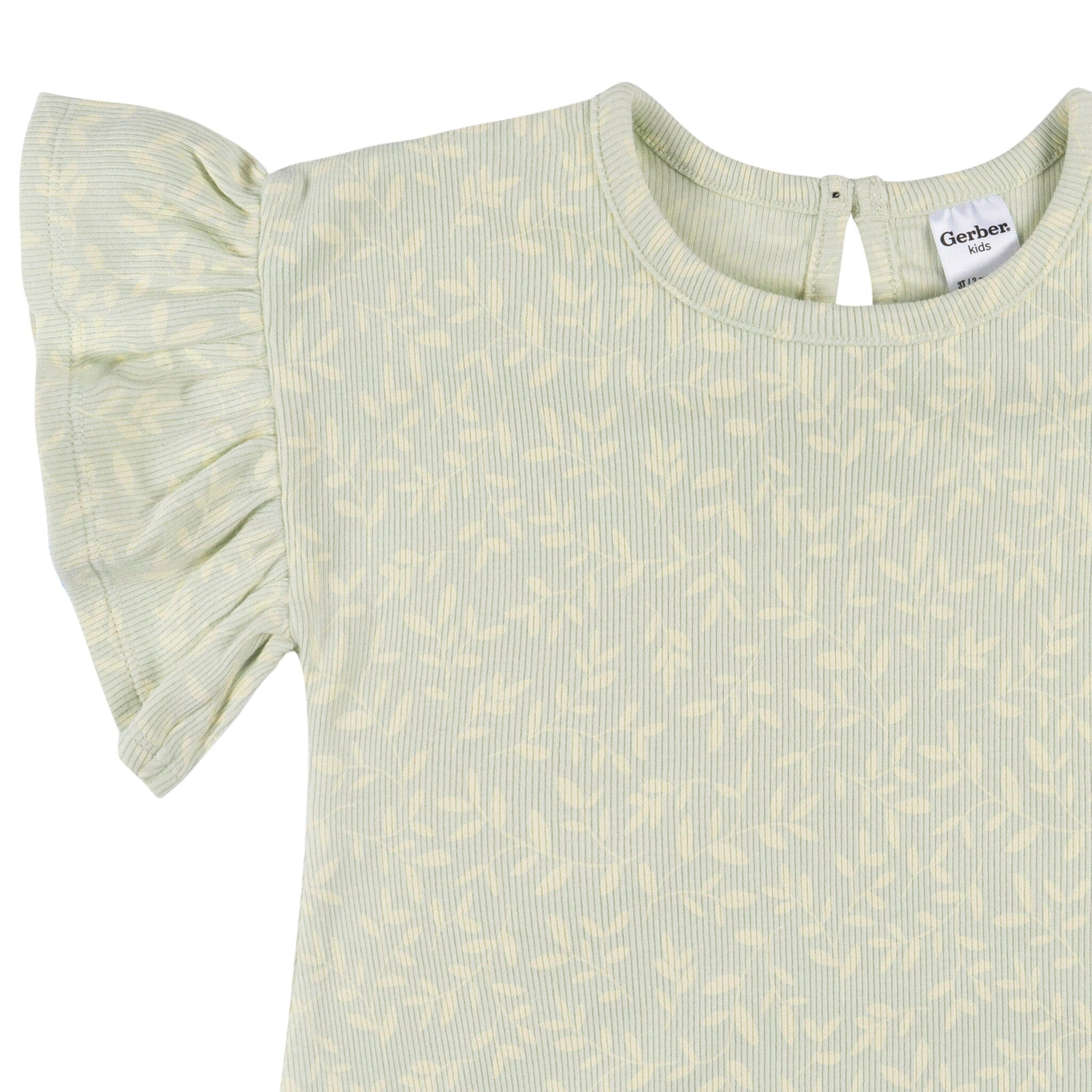 2-Piece Infant & Toddler Girls Green Leaves Shirt and Shorts Set - Image 5