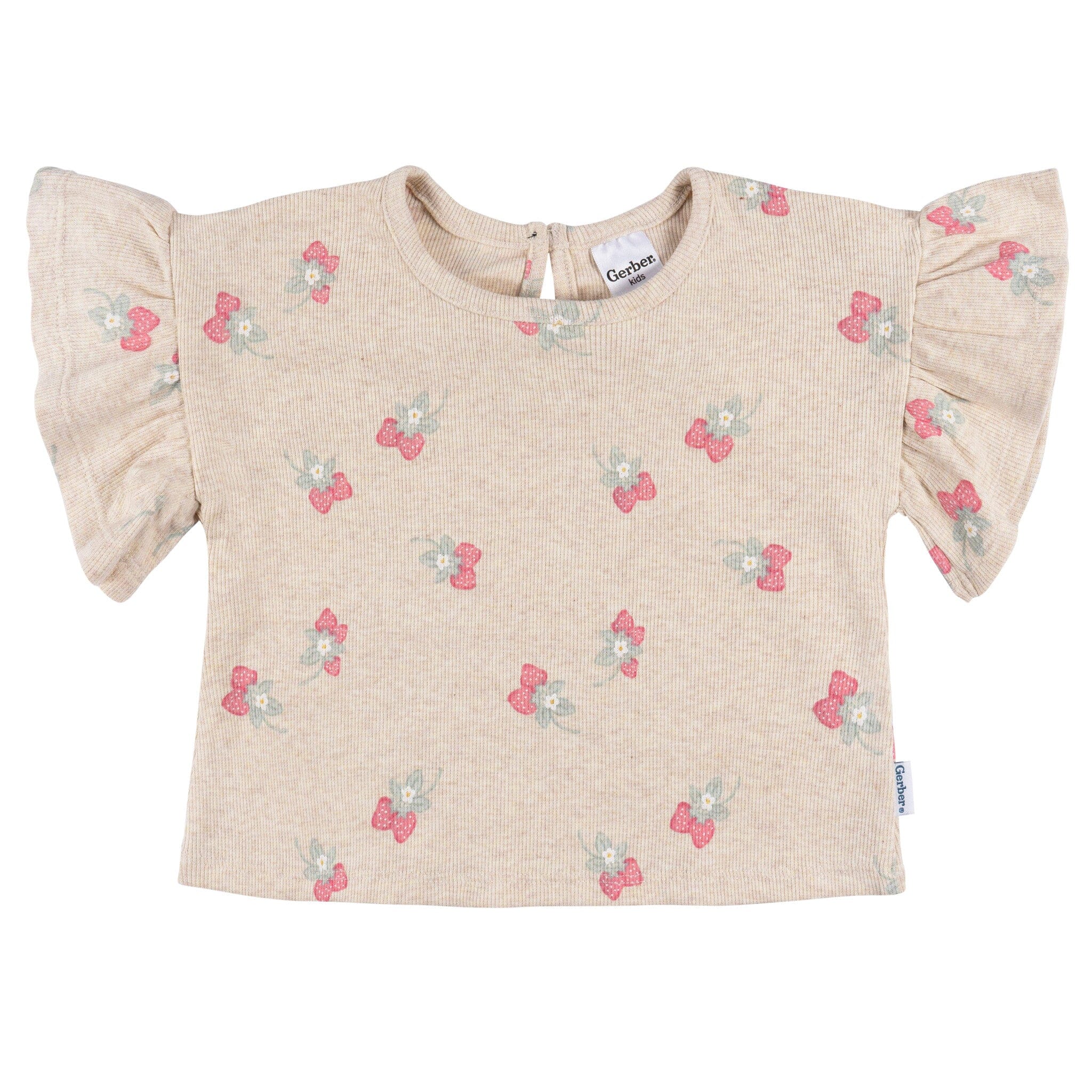 2-Piece Infant & Toddler Girls Heather Strawberry Shirt and Shorts Set - Image 2