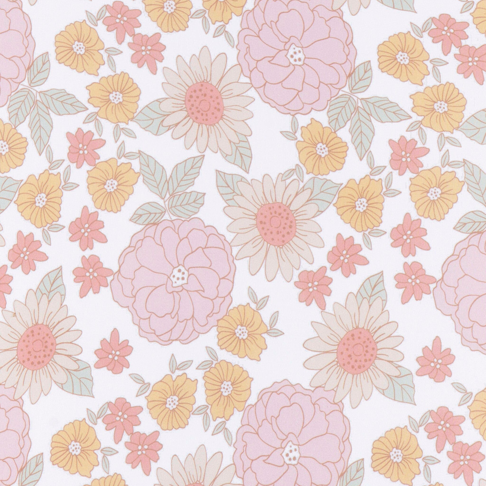 Baby Girls Retro Floral Crib Sheet - Image 2