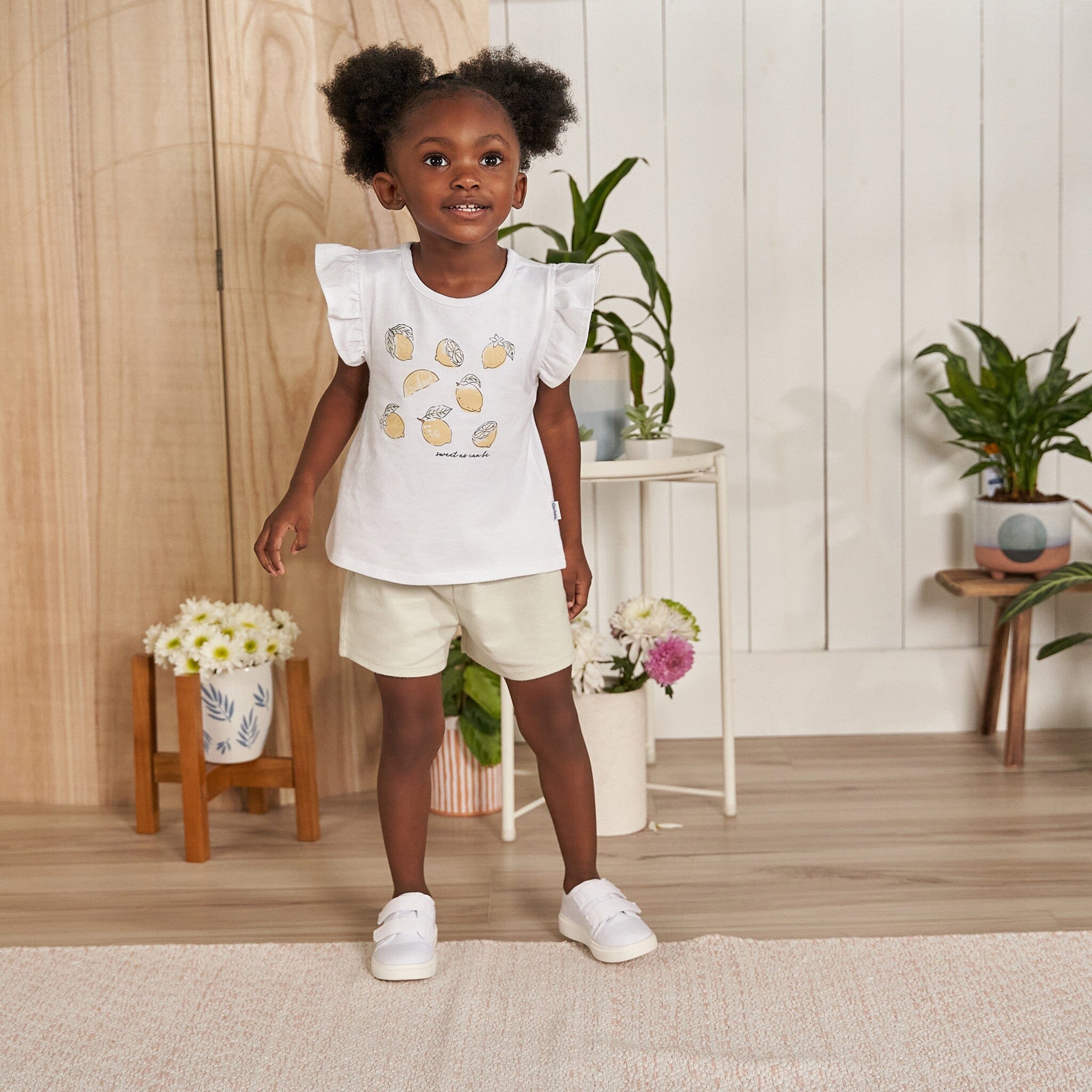 3-Piece Infant & Toddler Girls Lemons Shirts and Shorts Set - Image 2